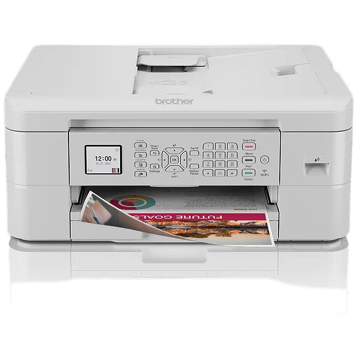 מדפסת אלחוטית דיו משולבת Brother MFC-J1010DWZU1 - צבע לבן שנה אחריות עי יבואן הרשמי