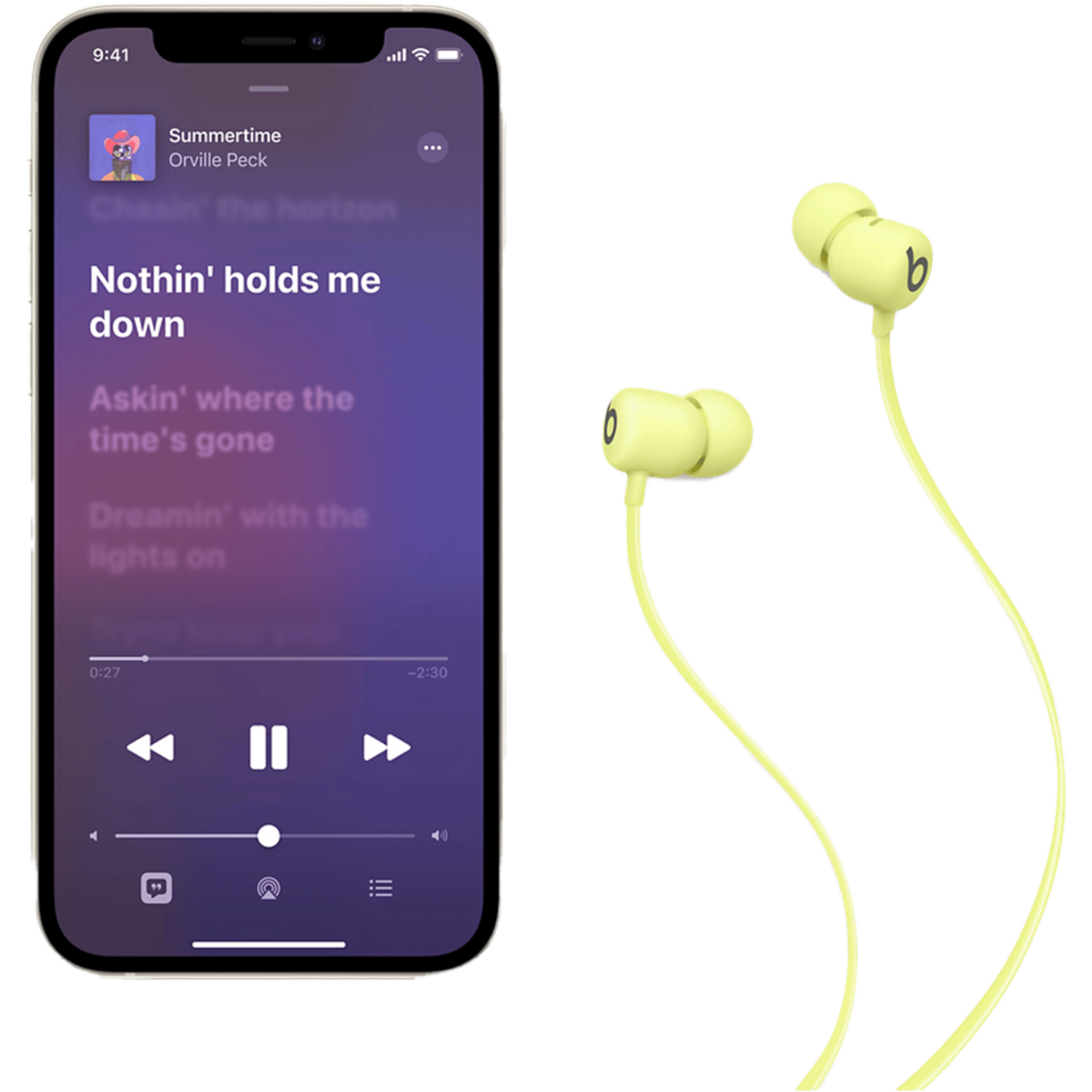 אוזניות אלחוטיות Beats Flex All-Day - צבע צהוב שנה אחריות ע