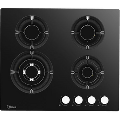 כיריים גז 4 להבות בגימור זכוכית שחורה Midea 60GH503-B - אחריות ע"י היבואן הרשמי