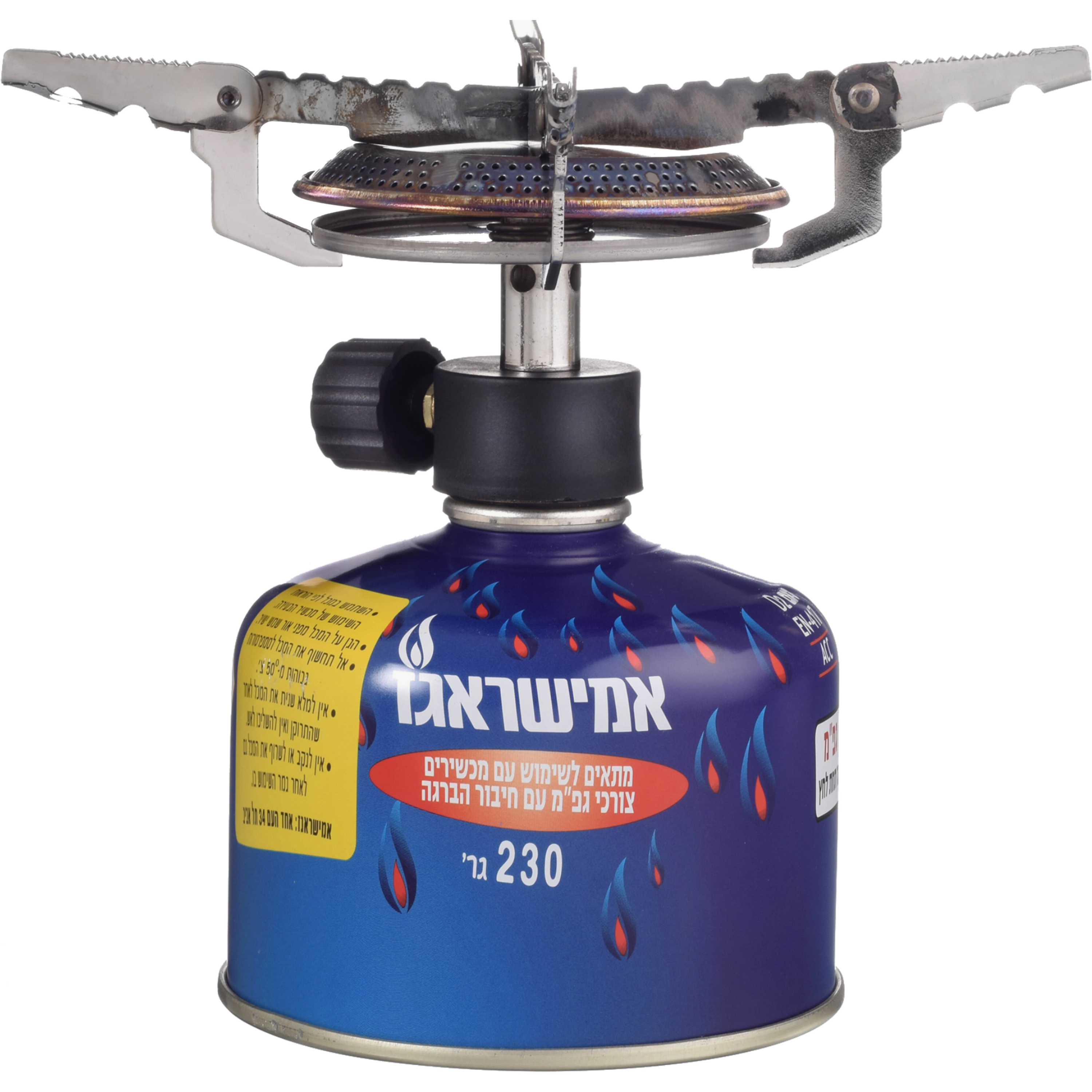 מבער עוצמתי + מיכל גז הברגה חד פעמי 230 ג' אמישראגז  