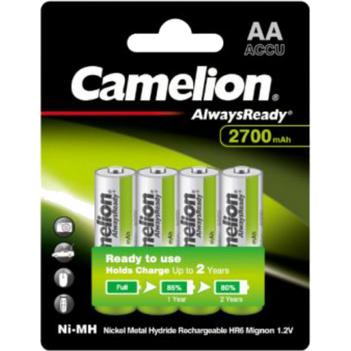 מארז רבעיית סוללות נטענות Camelion AA 2700 NI-MH