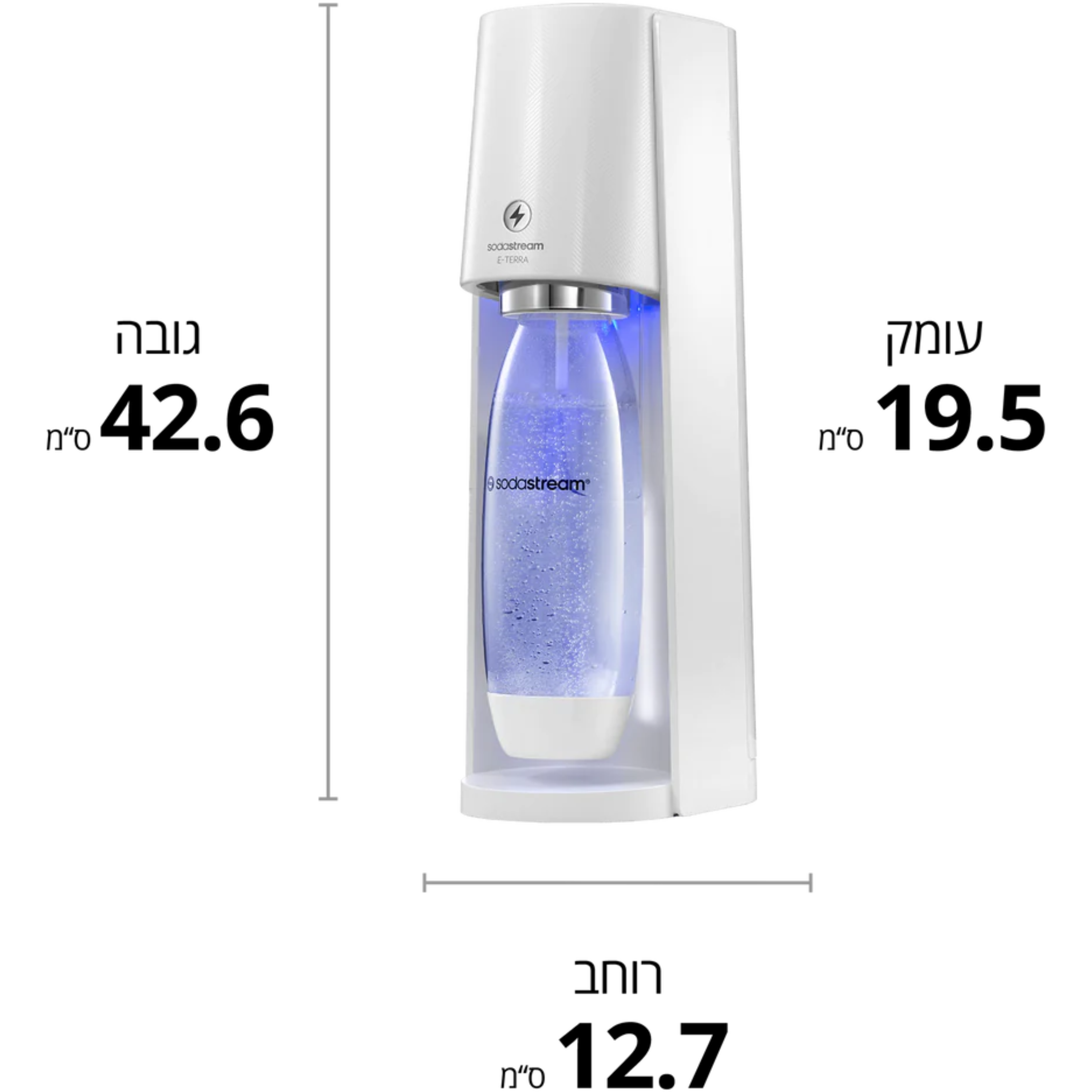 מכשיר סודה סטרים E-TERRA לבן Sodastream - שנה אחריות ע