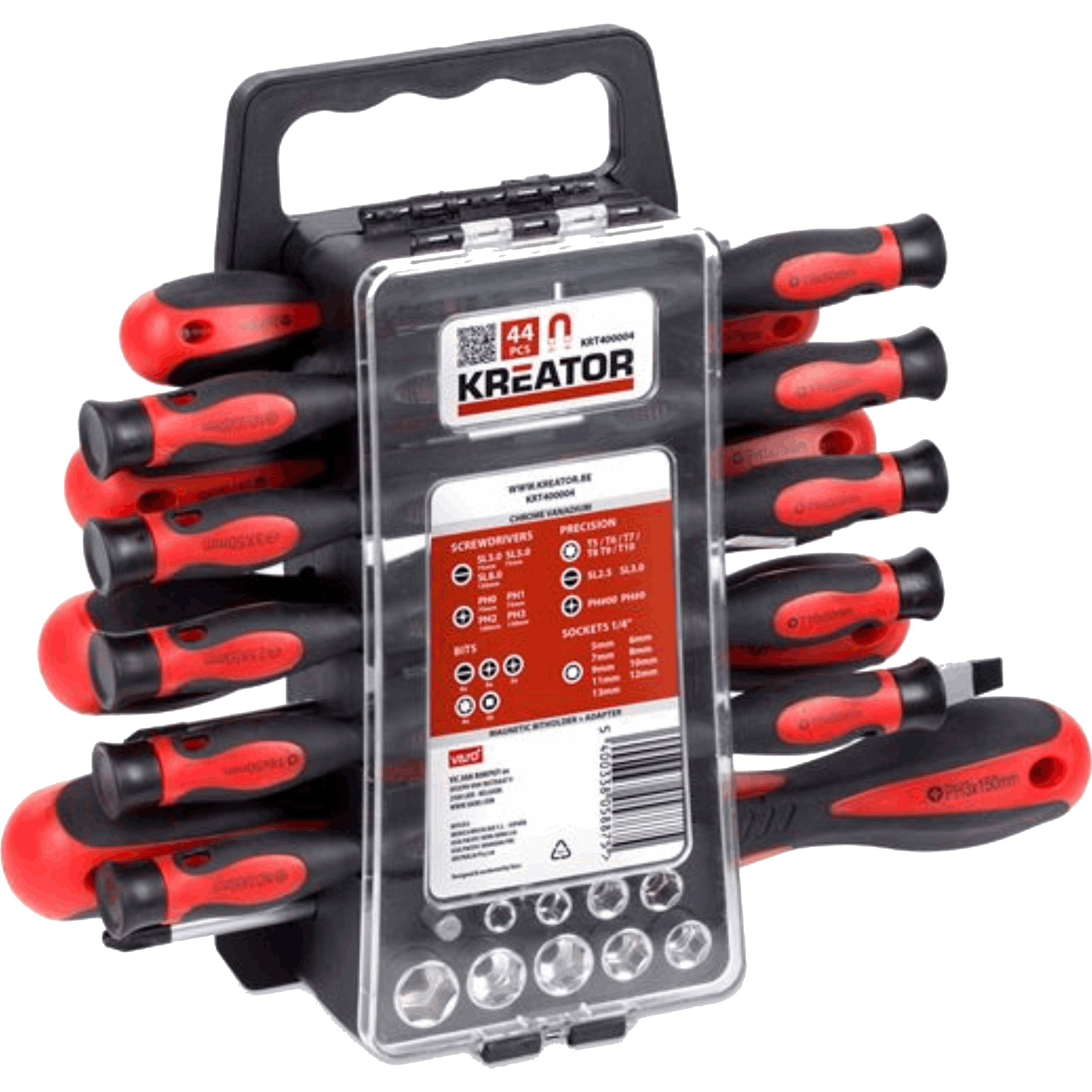 סט מברגים 44 חלקים מברגים עם בוקסות ובייטים Kreator Varo KRT400004 - שנה אחריות ע