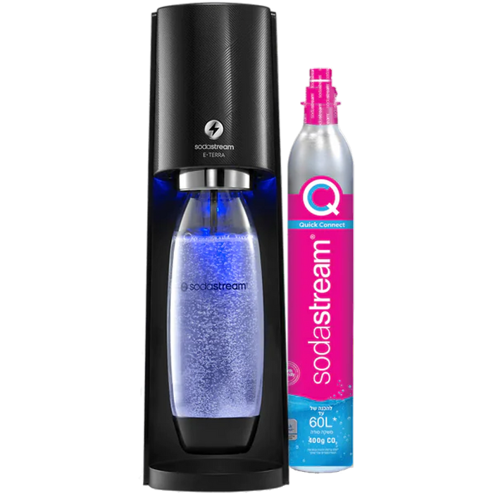 מכשיר סודה סטרים E-TERRA שחור Sodastream - שנה אחריות עי היבואן הרשמי 