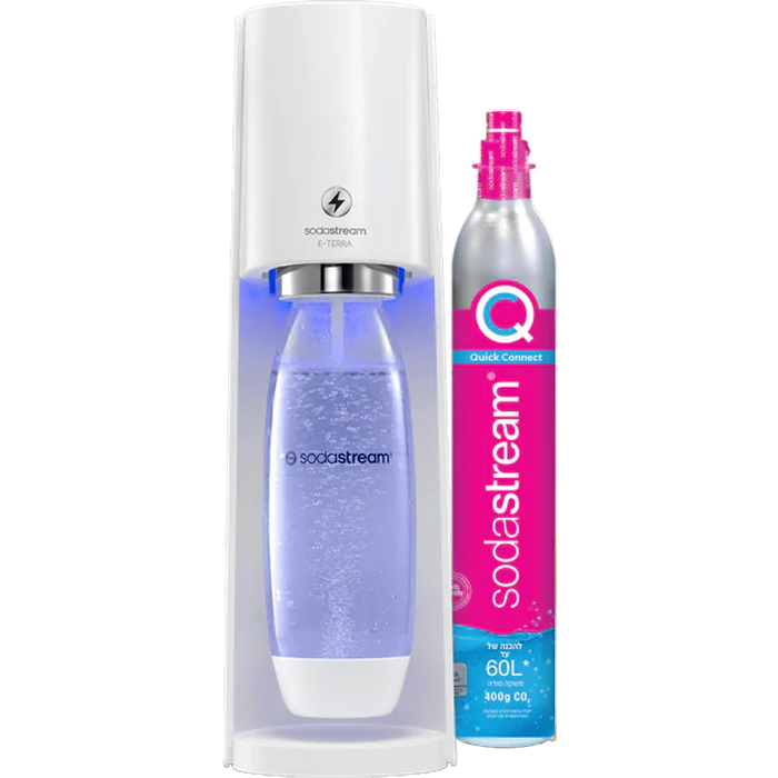 מכשיר סודה סטרים E-TERRA לבן Sodastream - שנה אחריות עי היבואן הרשמי 