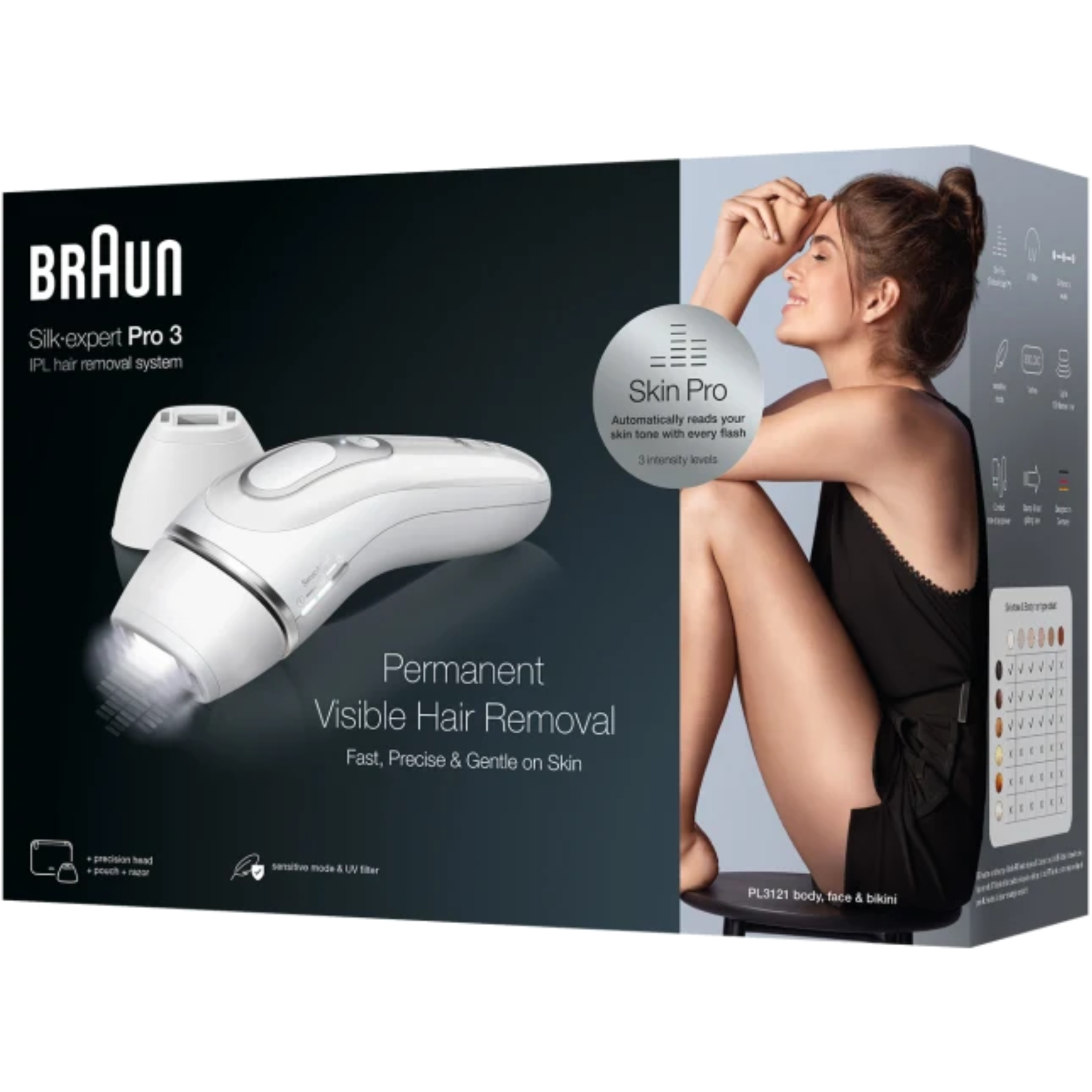 מכשיר מסיר שיער לצמיתות Braun PL3121 IPL Silk-Expert Pro 3 - שנתיים אחריות אחריות ע