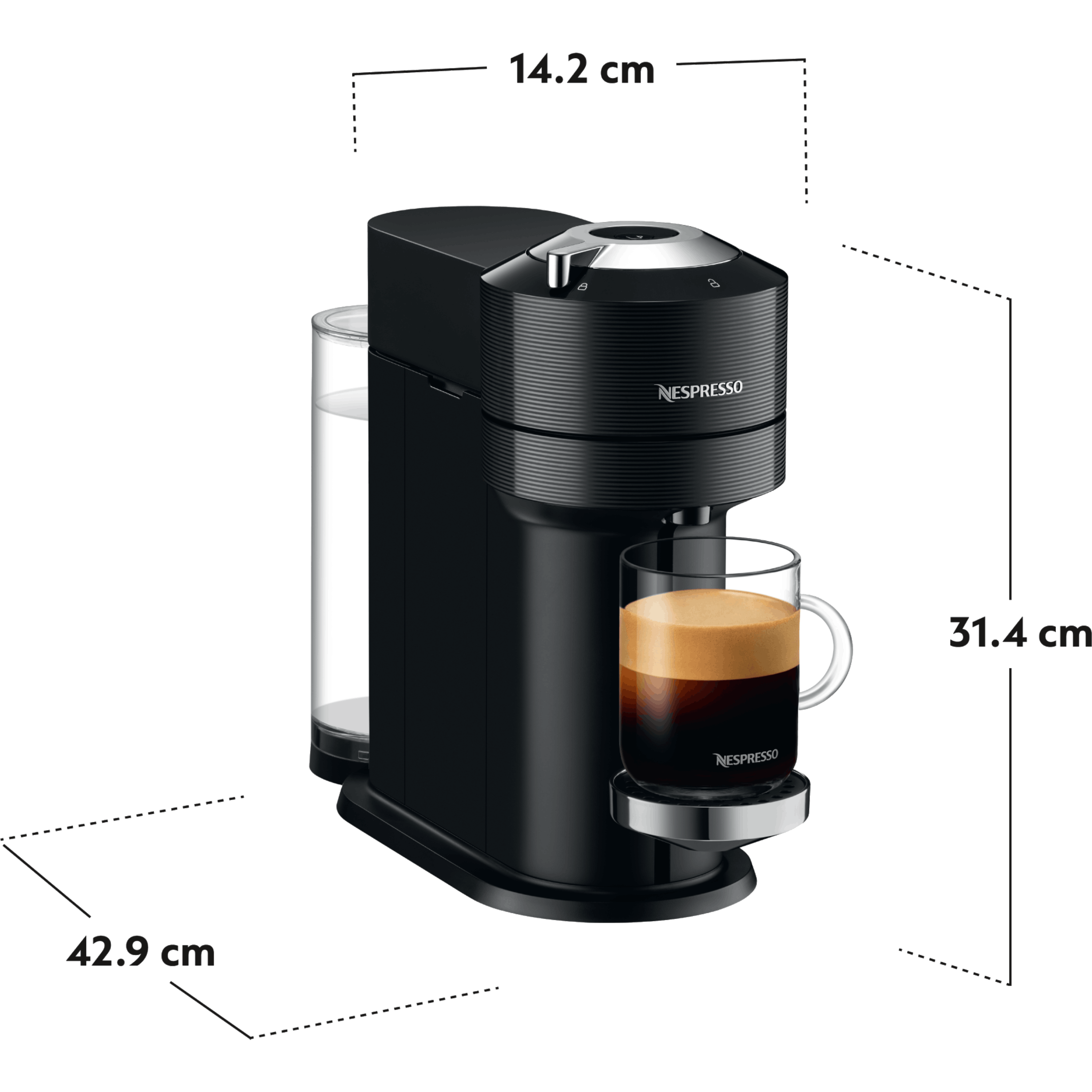 מכונת קפה Nespresso GCV1 Vertuo Next - צבע שחור שנה אחריות ע