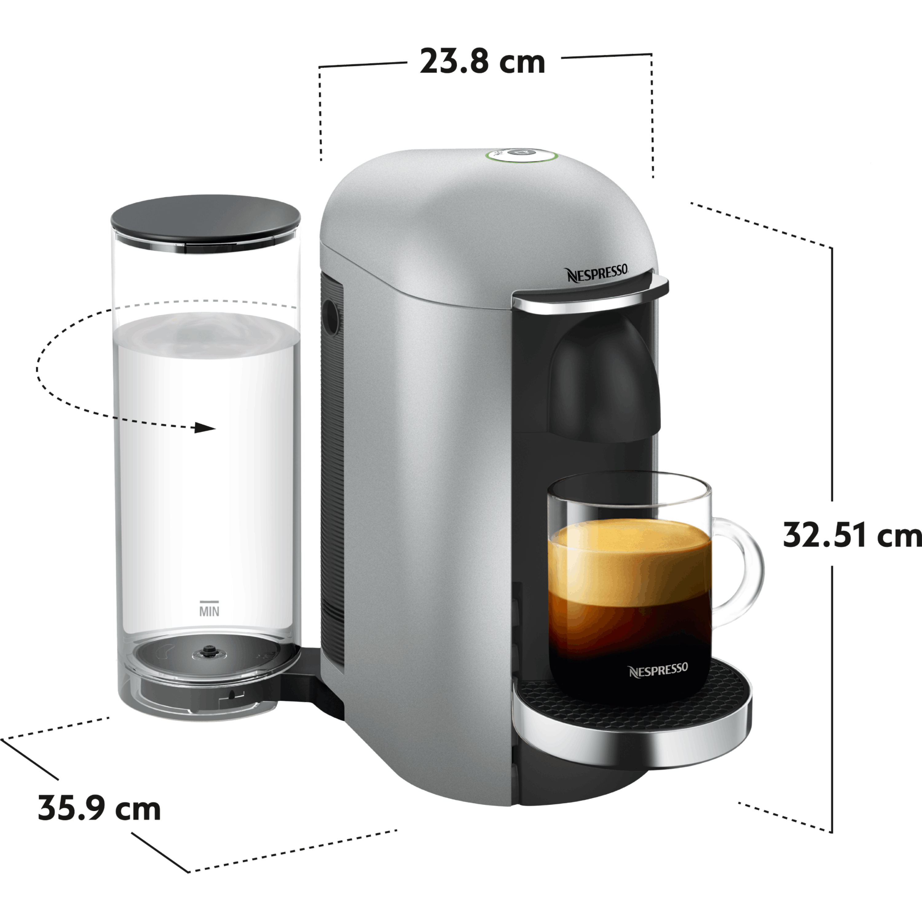 מכונת קפה Nespresso GCB2 Vertuo Plus - צבע כסוף שנה אחריות ע