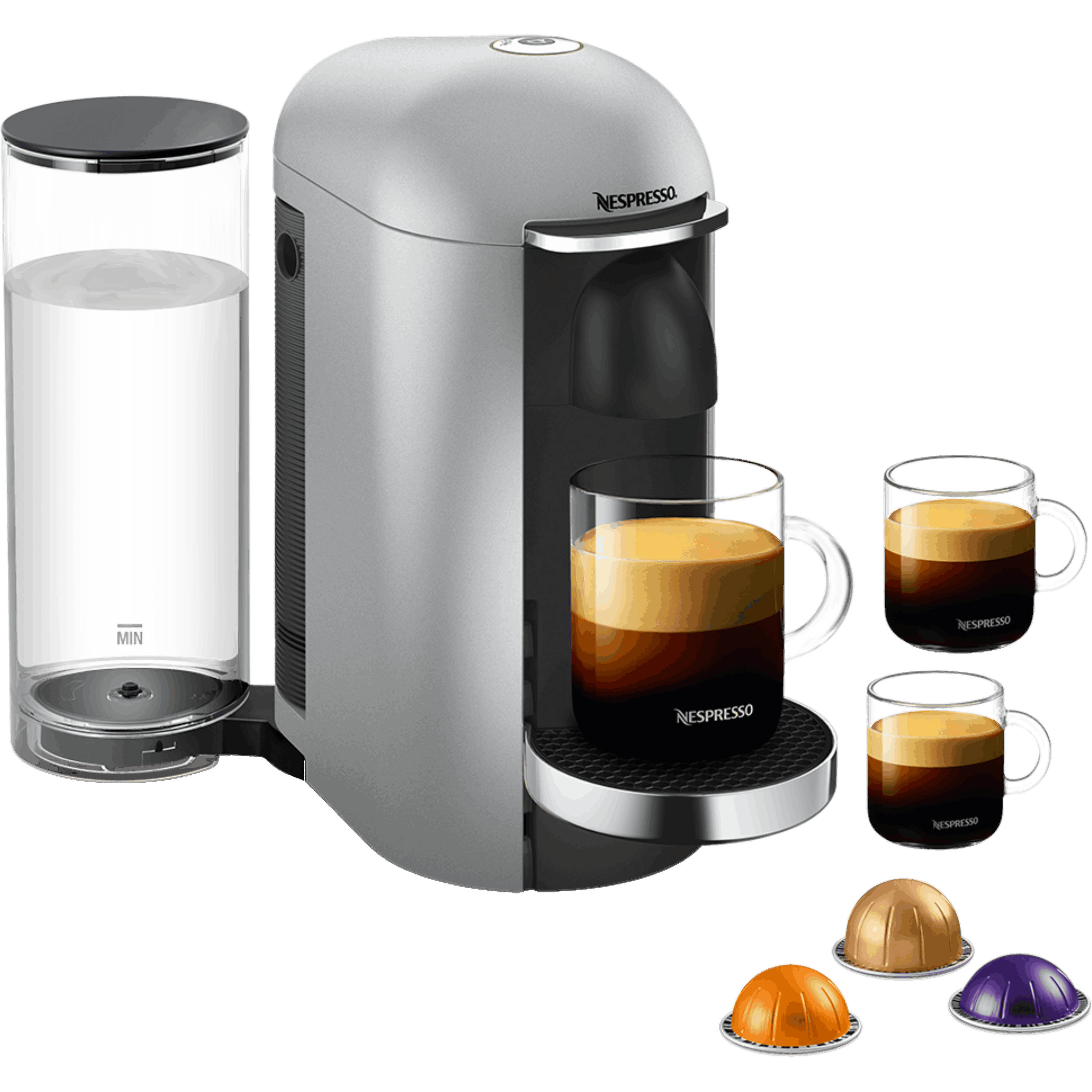 מכונת קפה Nespresso GCB2 Vertuo Plus - צבע כסוף שנה אחריות ע