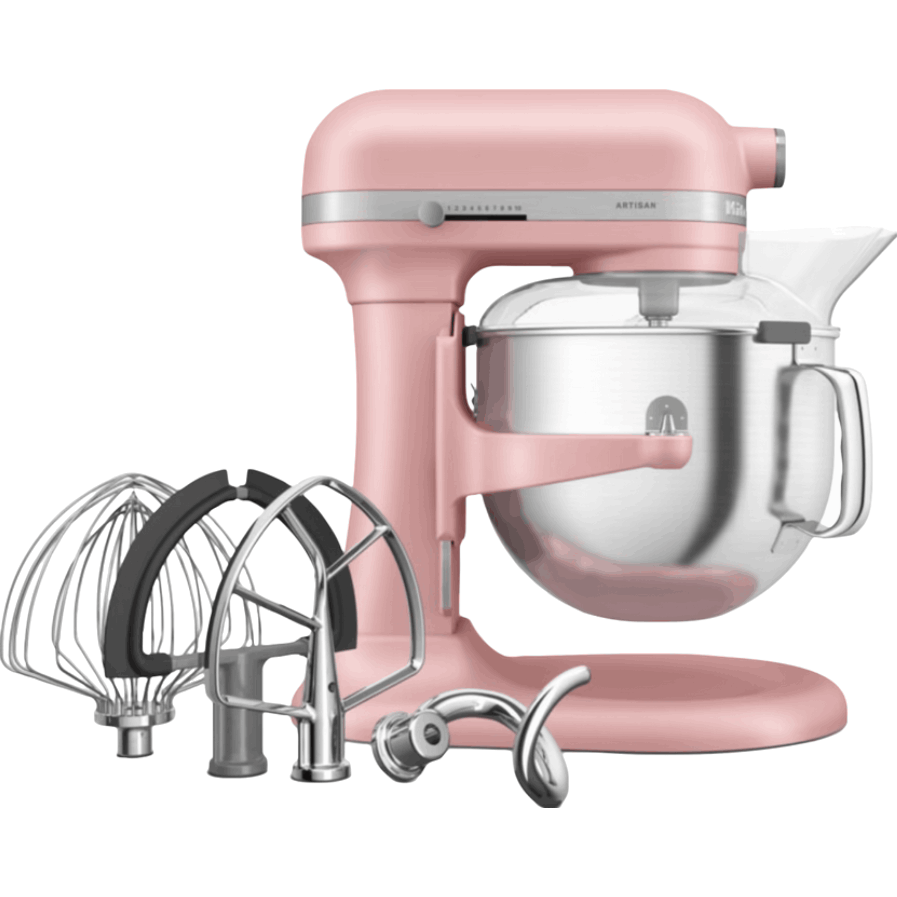 מיקסר עם קערת נירוסטה 6.6 ליטר KitchenAid Plus 5KSM70SHXEDR - צבע ורוד בייבי אחריות ע