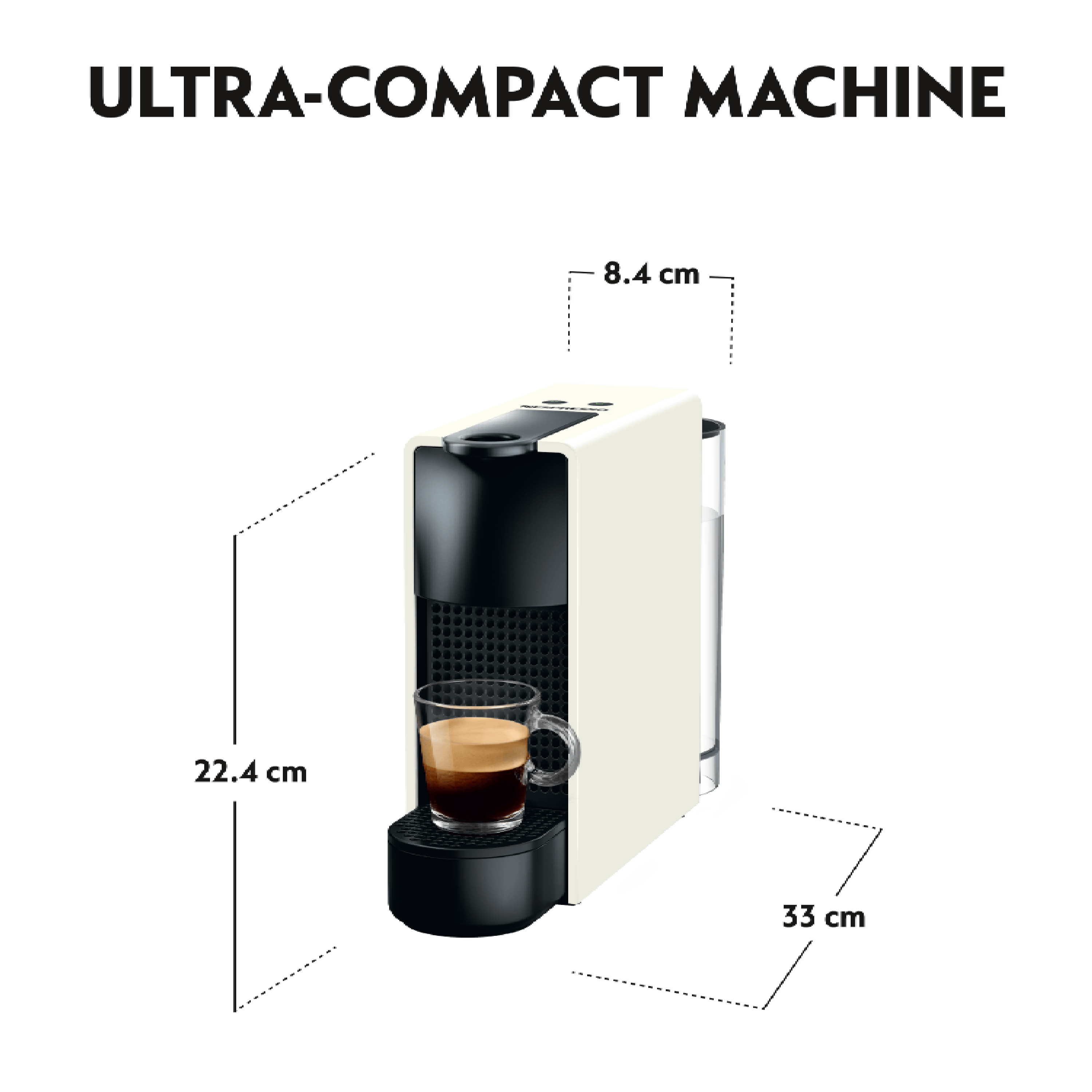 מכונת קפה Nespresso A3NC30-IL-WH-NE כולל מקציף - צבע לבן שנה אחריות ע