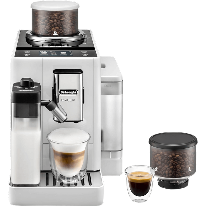 מכונת קפה אספרסו אוטומטית Delonghi EXAM440.55.W Rivelia - צבע לבן אחריות עי היבואן הרשמי 