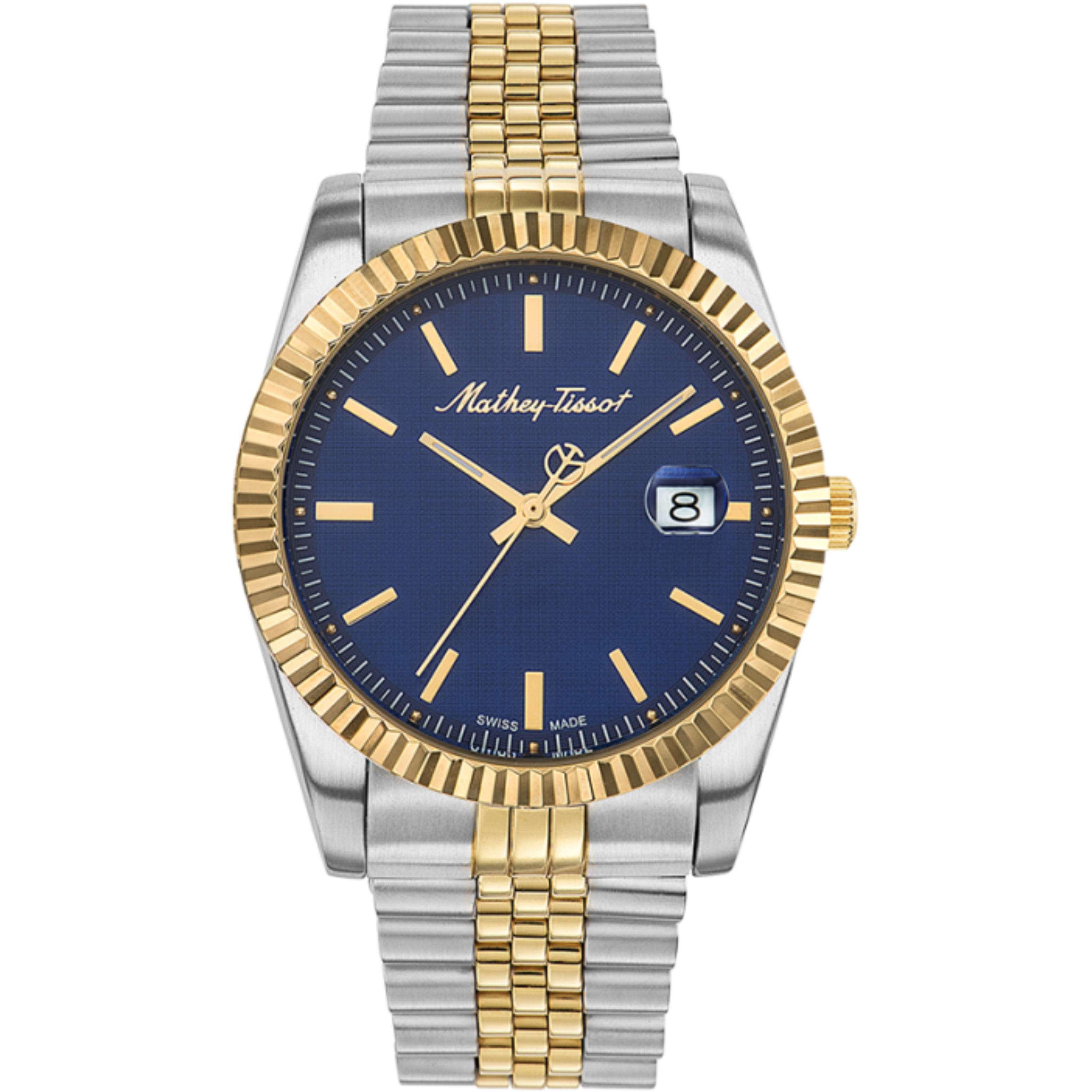 שעון יד לגבר Mathey Tissot H810BBU 40mm צבע כסף/זהב/כחול/תאריך - אחריות לשנתיים