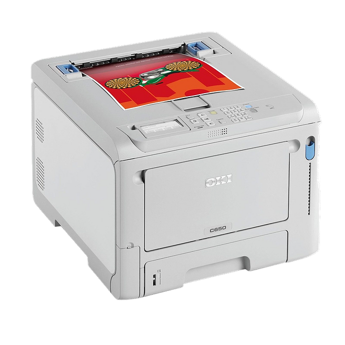 מדפסת לייזר דו צדדית Oki C650DN - צבע לבן שלוש שנות אחריות עי היבואן הרשמי