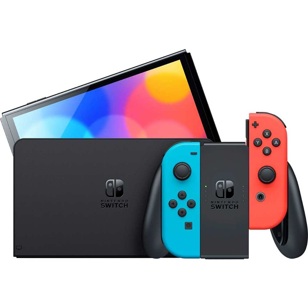 קונסולה Nintendo Switch Oled - צבע כחול עם אדום שנתיים אחריות ע