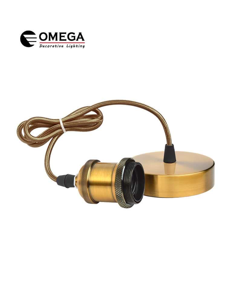 רטרו E27 נחושת מוברשת כבל חום בהיר  1.5מ OMEGA