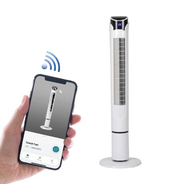 מאורר מגדל עם שלט Homex HF-24 וכולל חיבור Wi-Fi - צבע לבן שנה אחריות ע