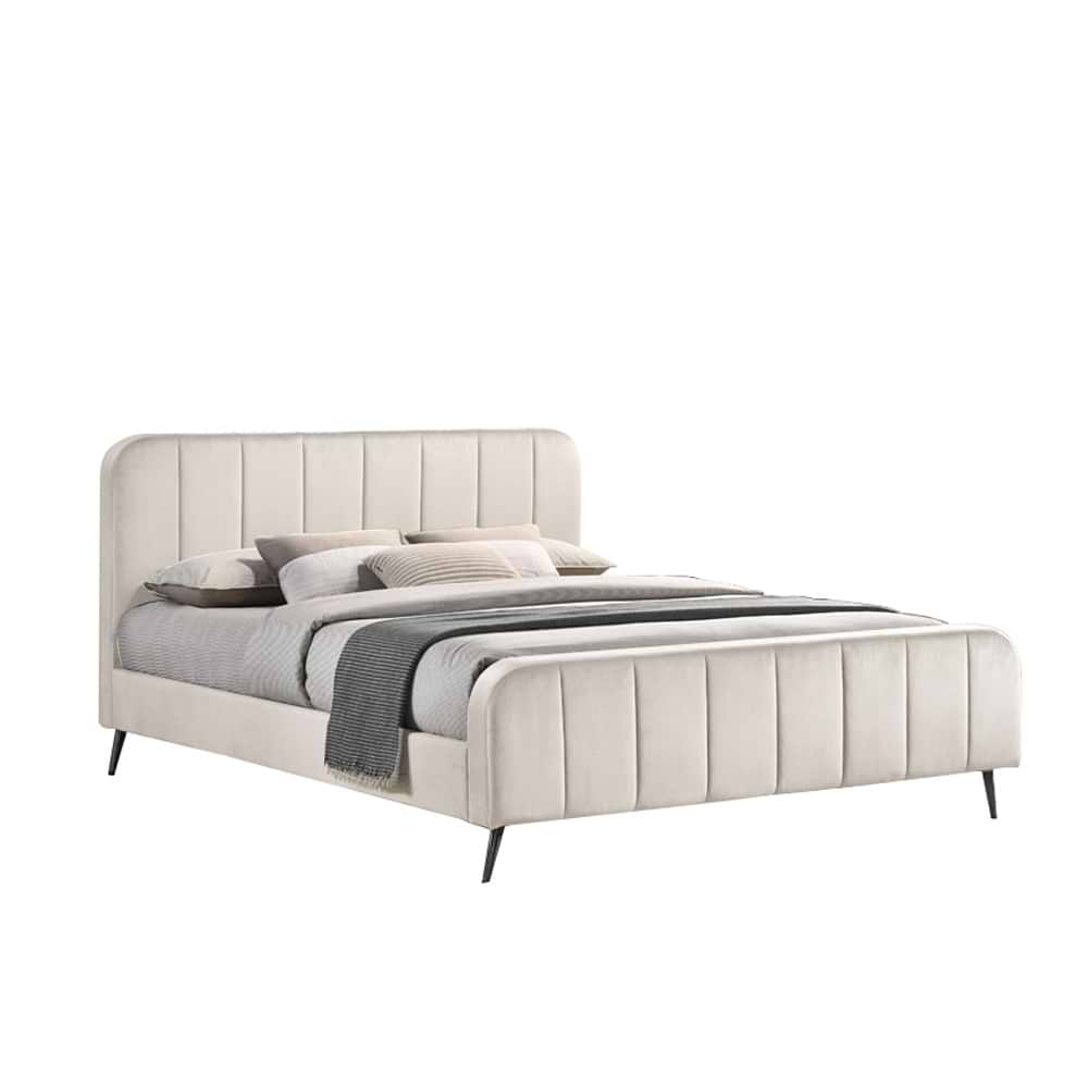 מיטה זוגית 160 בד קטיפה אושרית Home Decor בצבע קרם