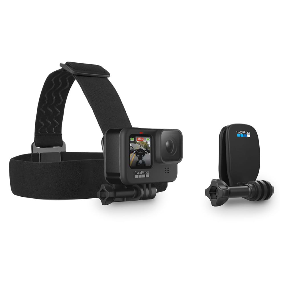רצועת ראש + תופסן לכובע למצלמות GoPro - צבע שחור שנתיים אחריות ע