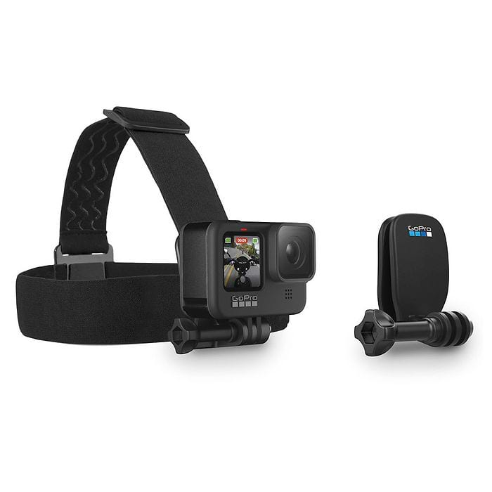 רצועת ראש + תופסן לכובע למצלמות GoPro - צבע שחור שנתיים אחריות ע"י היבואן הרשמי 