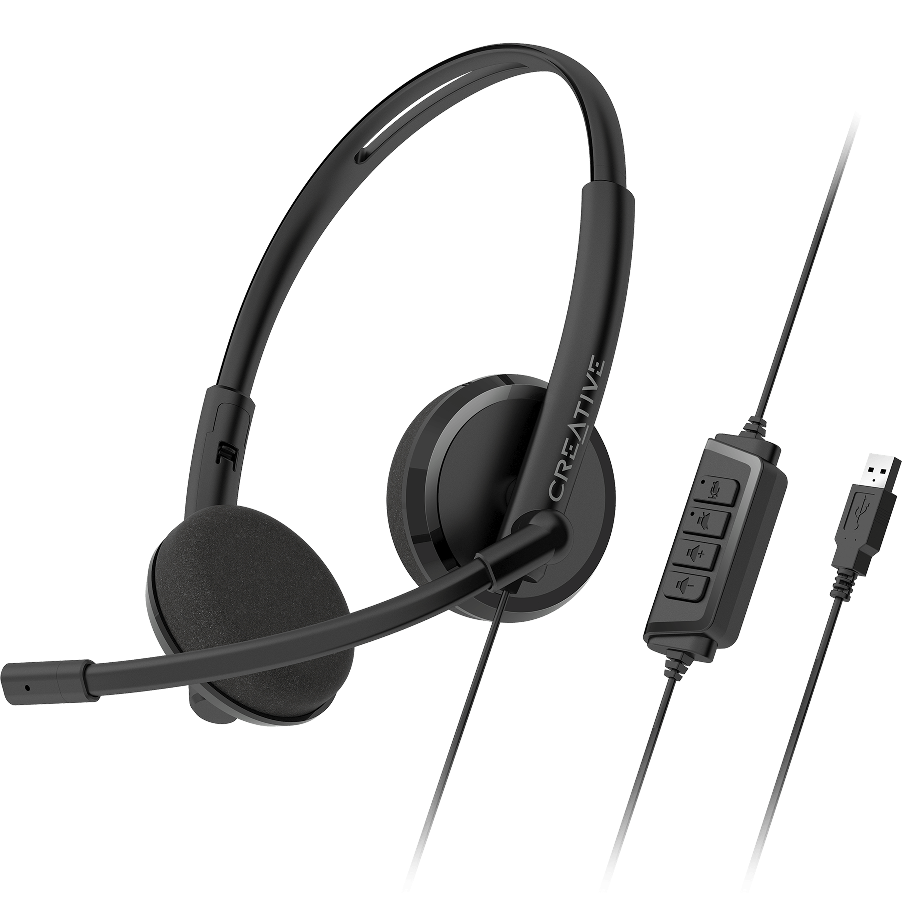 אוזניות חוטיות Creative HS-220 USB - צבע שחור שנה אחריות ע