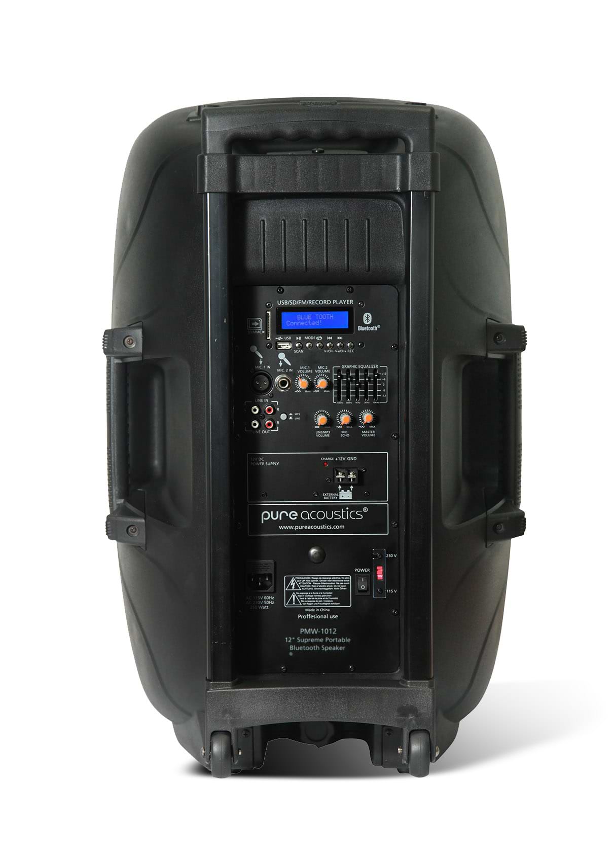 PURE ACOUSTICS רמקול נייד מוגבר 12''2 מיקרופונים אלחוטים  PMW-2012