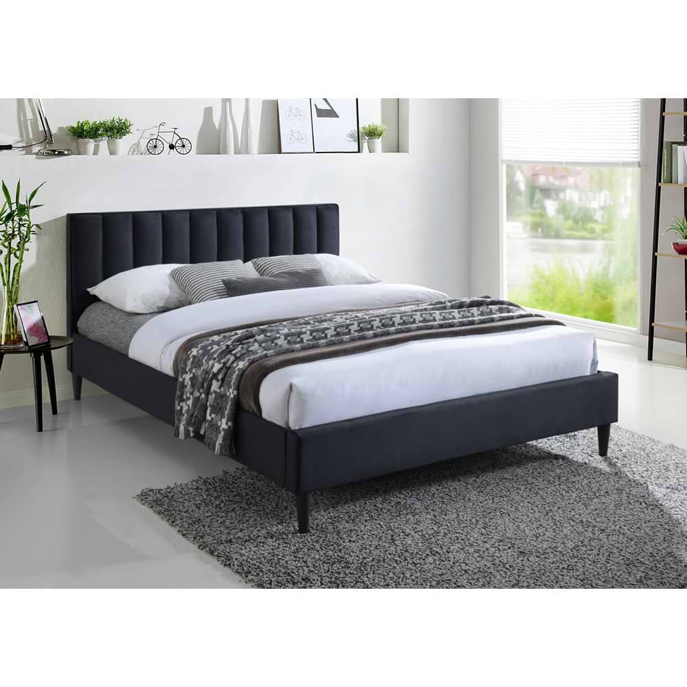 מיטת זוגית מרופדת 140/190 דגם פולי שחור HOME DECOR