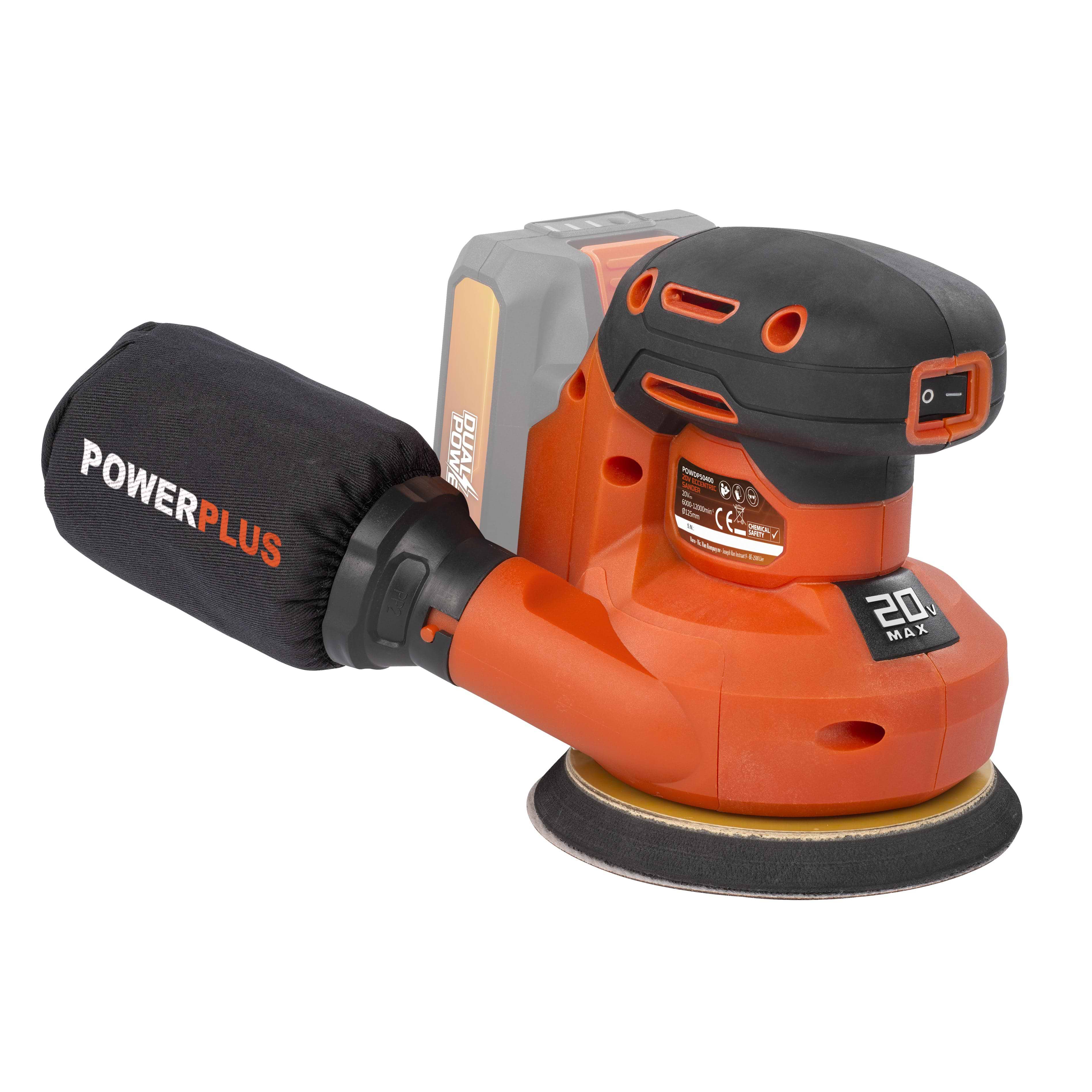 מלטשת אקסצנטרית 20V דגם POWERPLUS POWDP50400 - גוף בלבד
