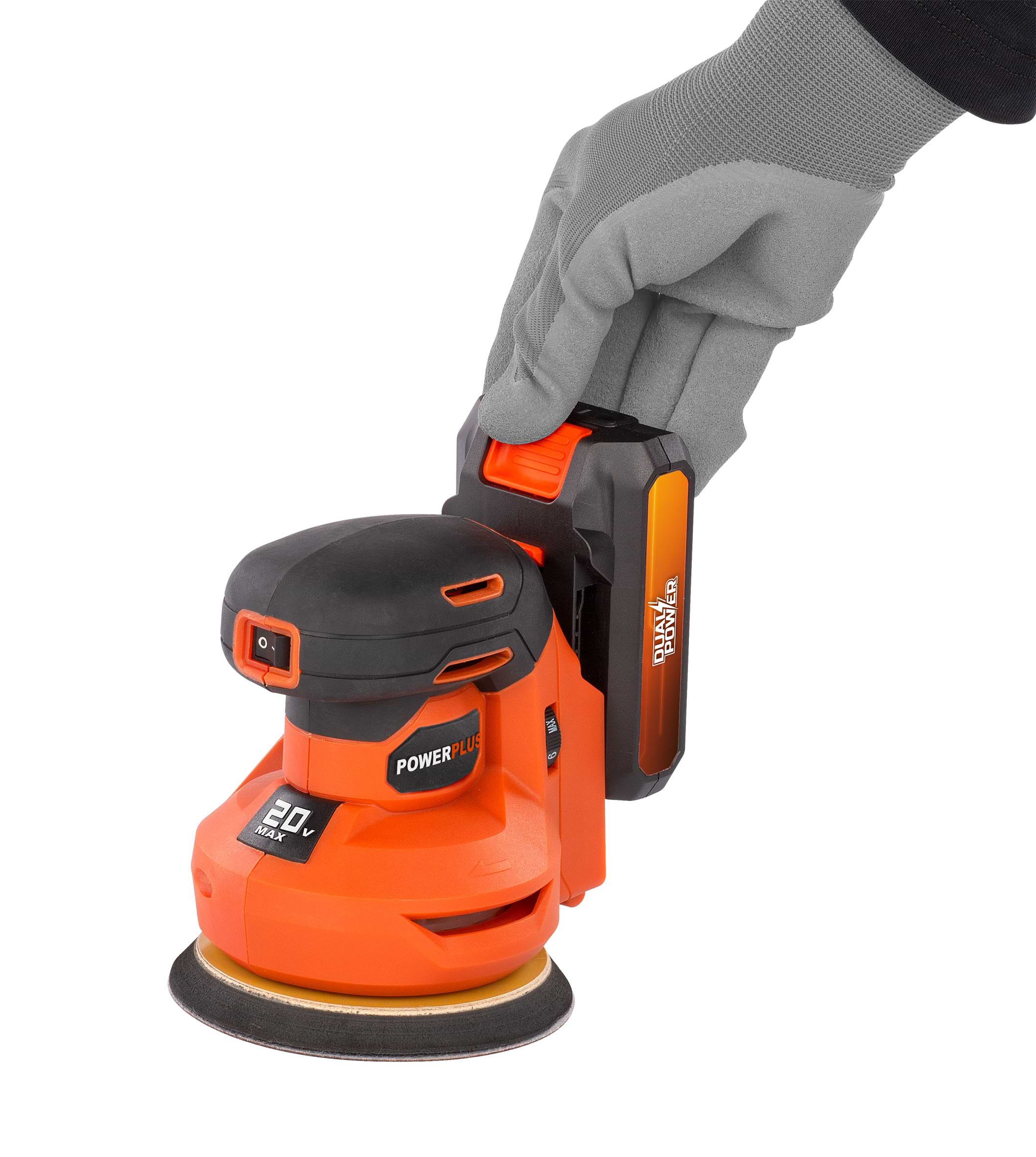 מלטשת אקסצנטרית 20V דגם POWERPLUS POWDP50400 - גוף בלבד