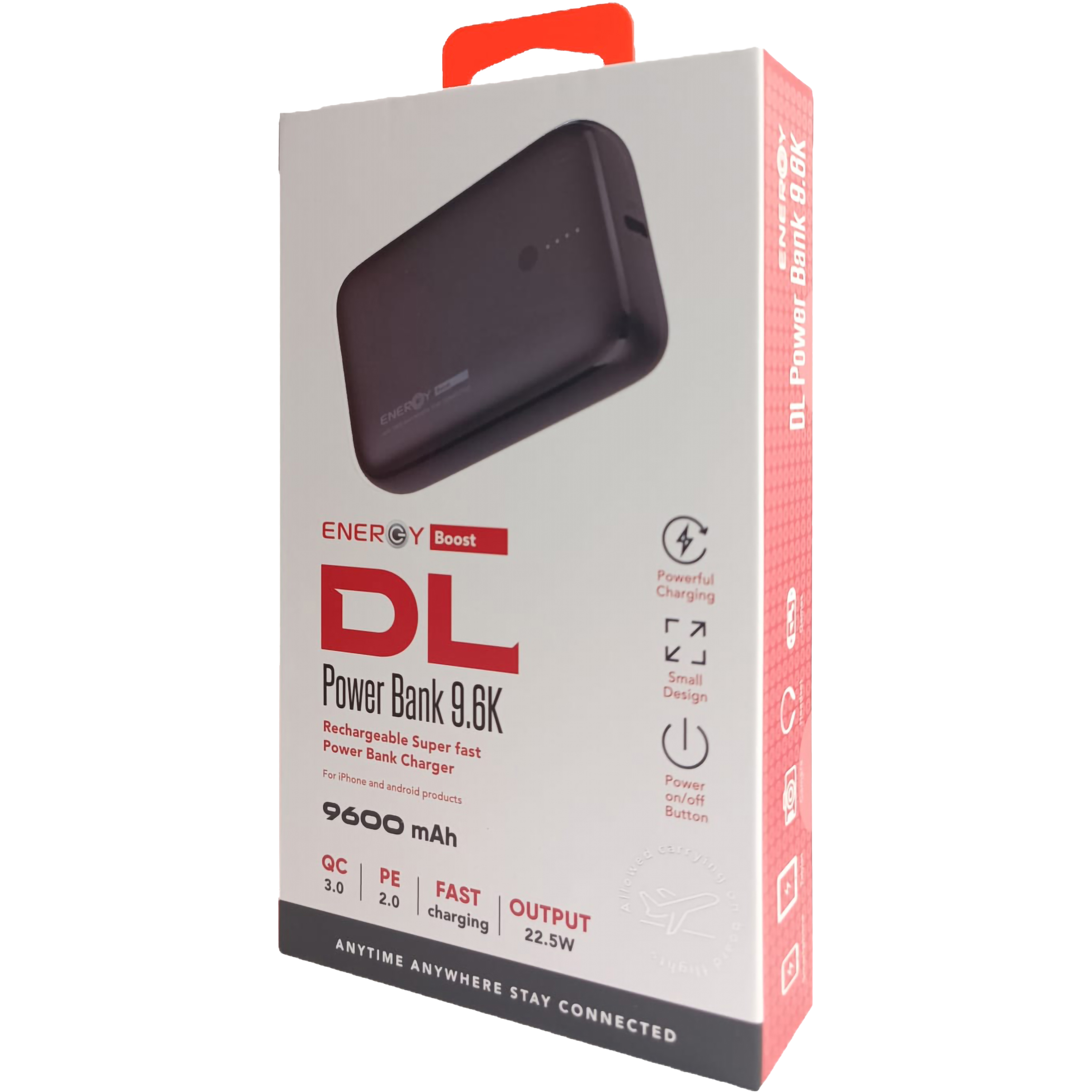 סוללת גיבוי Energy DL 22.5W 9600mAh - צבע שחור שנה אחריות ע