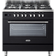 תנור משולב כיריים גז 6 להבות 90 ס"מ Delonghi PRO 966 MA IL תוצרת איטליה - צבע שחור אחריות ע"י היבואן הרשמי