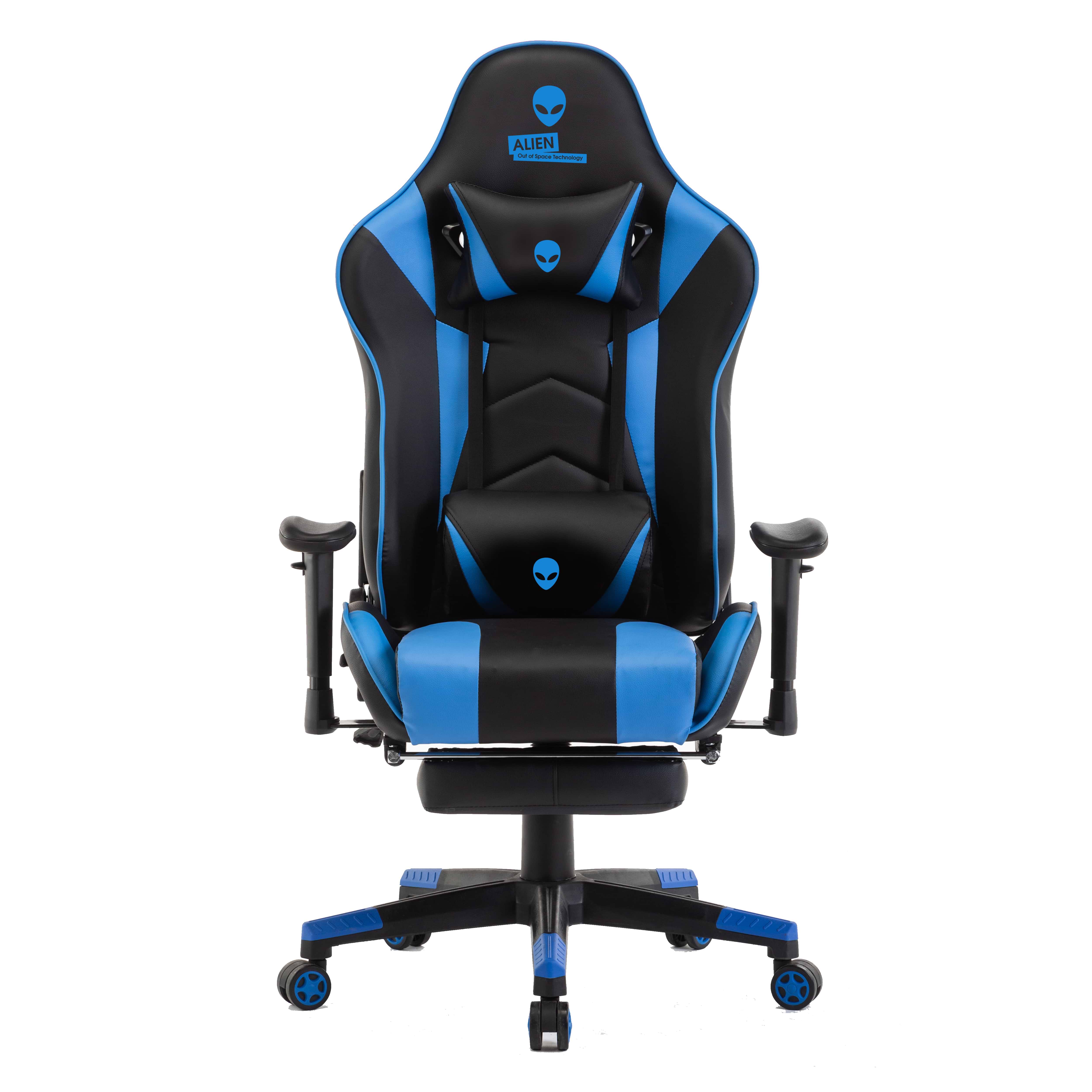 כיסא גיימינג Alien Q3 XL עם הדום לרגלים - צבע שחור וכחול שנה אחריות ע