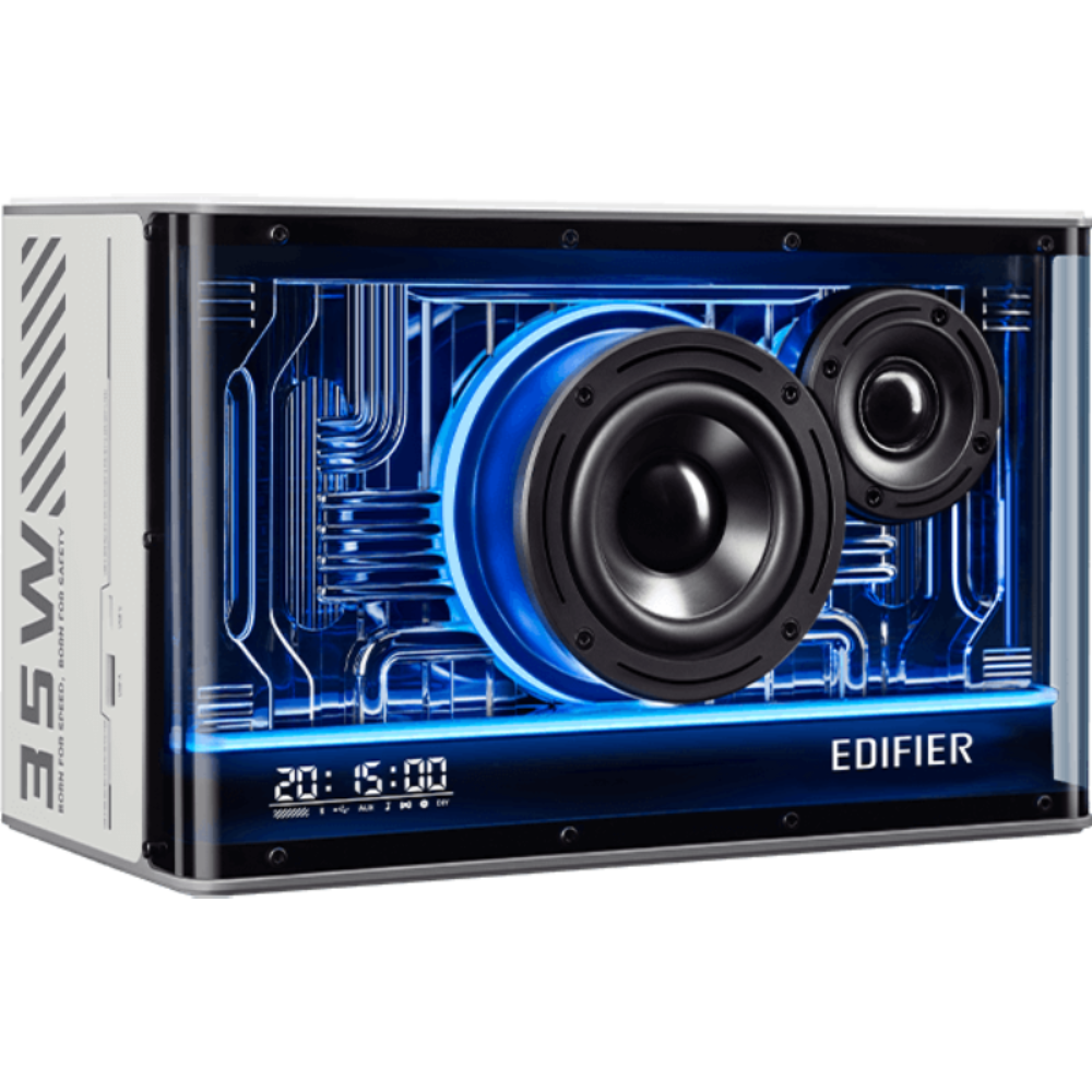 רמקול אלחוטי משולב מטען מהיר Edifier QD35 40W RMS GaN 35W - צבע לבן שנה אחריות ע