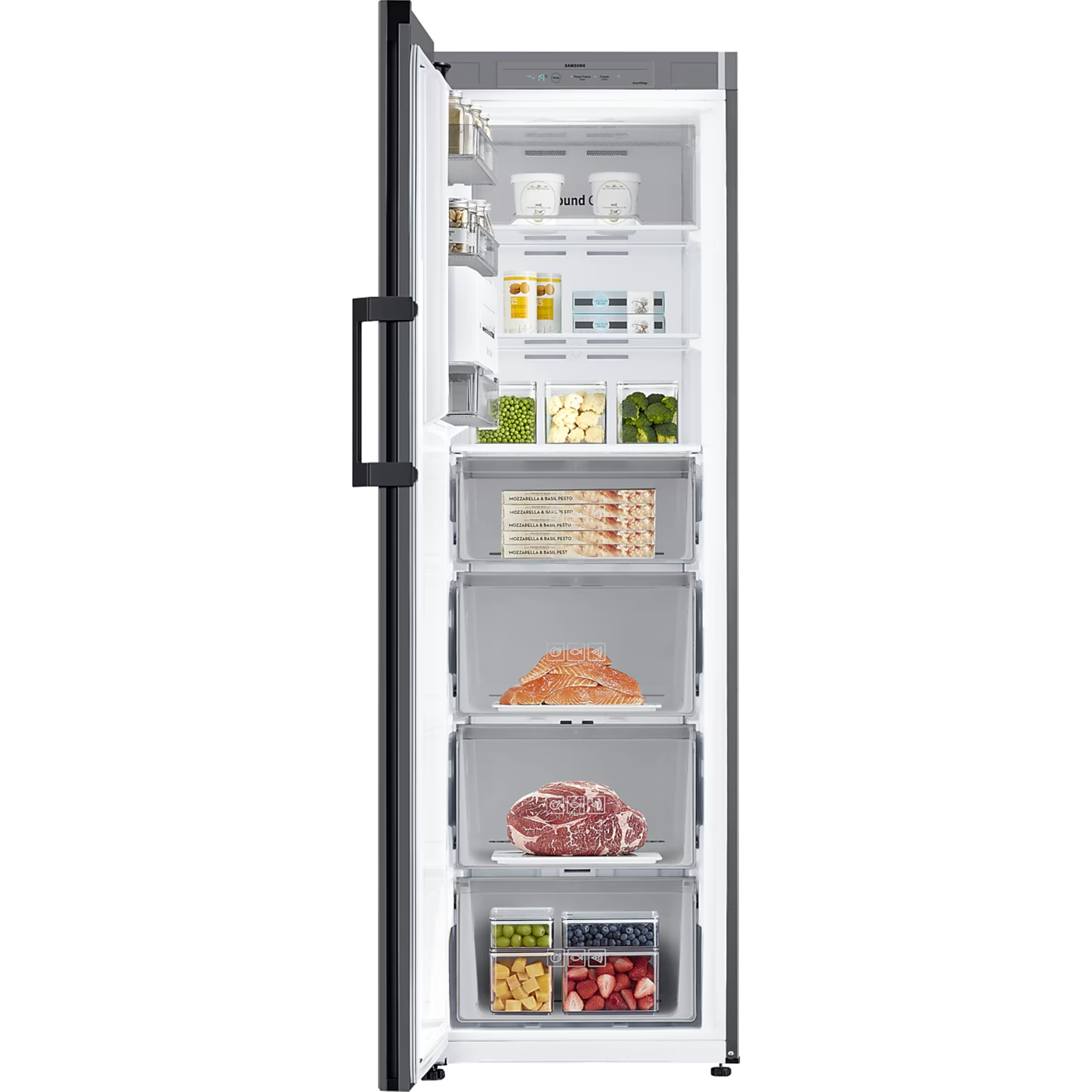 מקפיא 7 תאים 327 ליטר נטו Samsung BeSpoke RZ32C7600BK מהדרין - גימור זכוכית שחורה אחריות ע