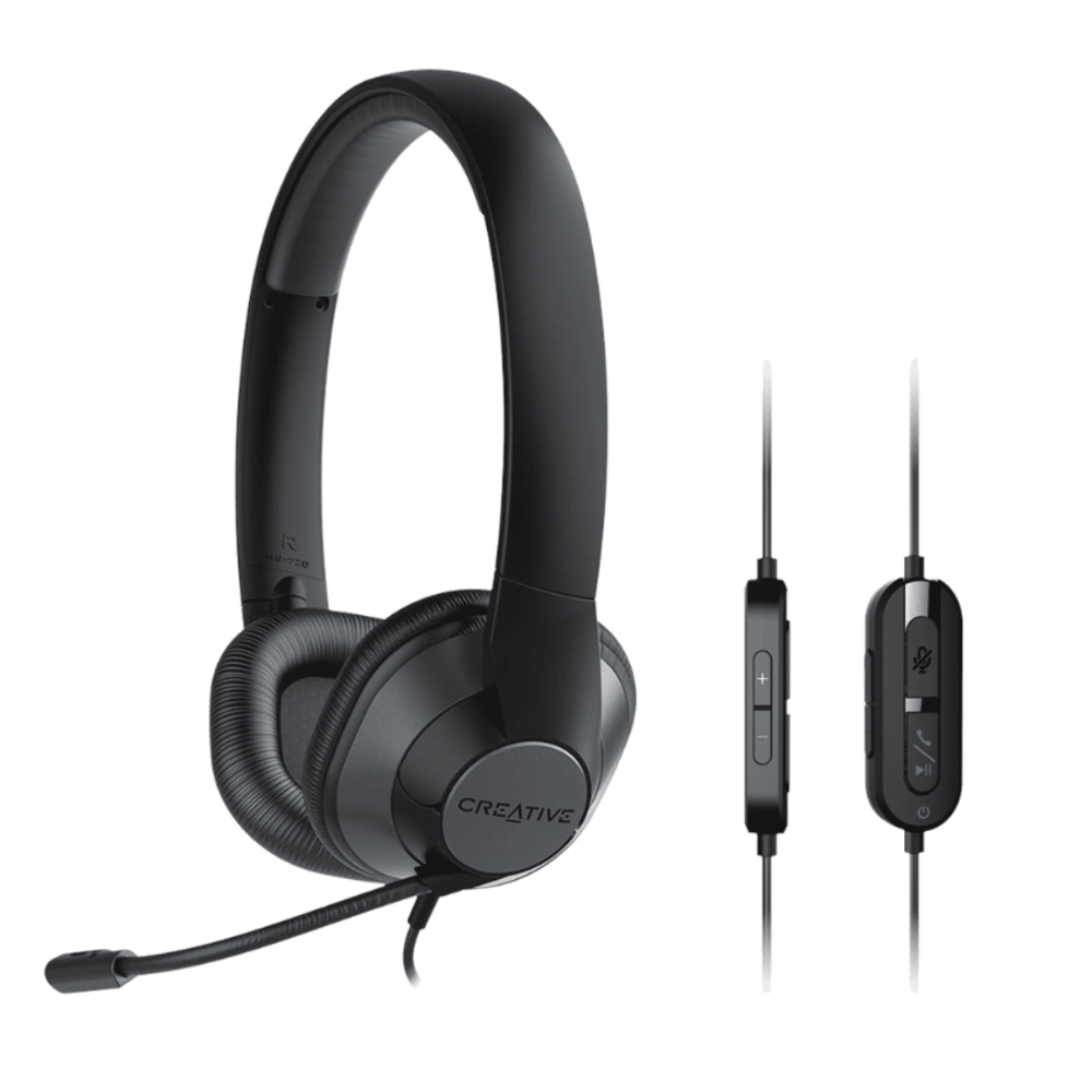 אוזניות חוטיות Creative HS-720-V2 USB - צבע שחור שנה אחריות ע