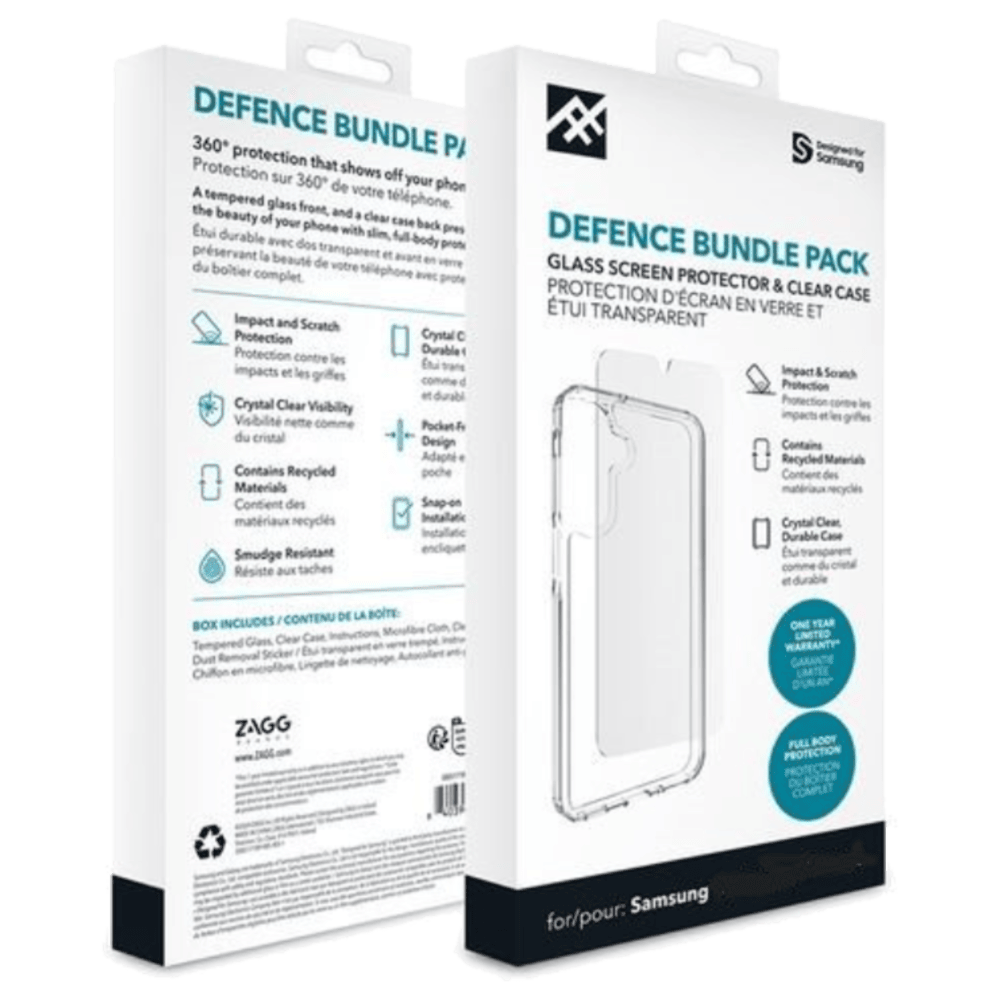 באנדל מגן מסך וכיסוי Zagg Defence לסמארטפון Samsung Galaxy S24 Plus - שקוף