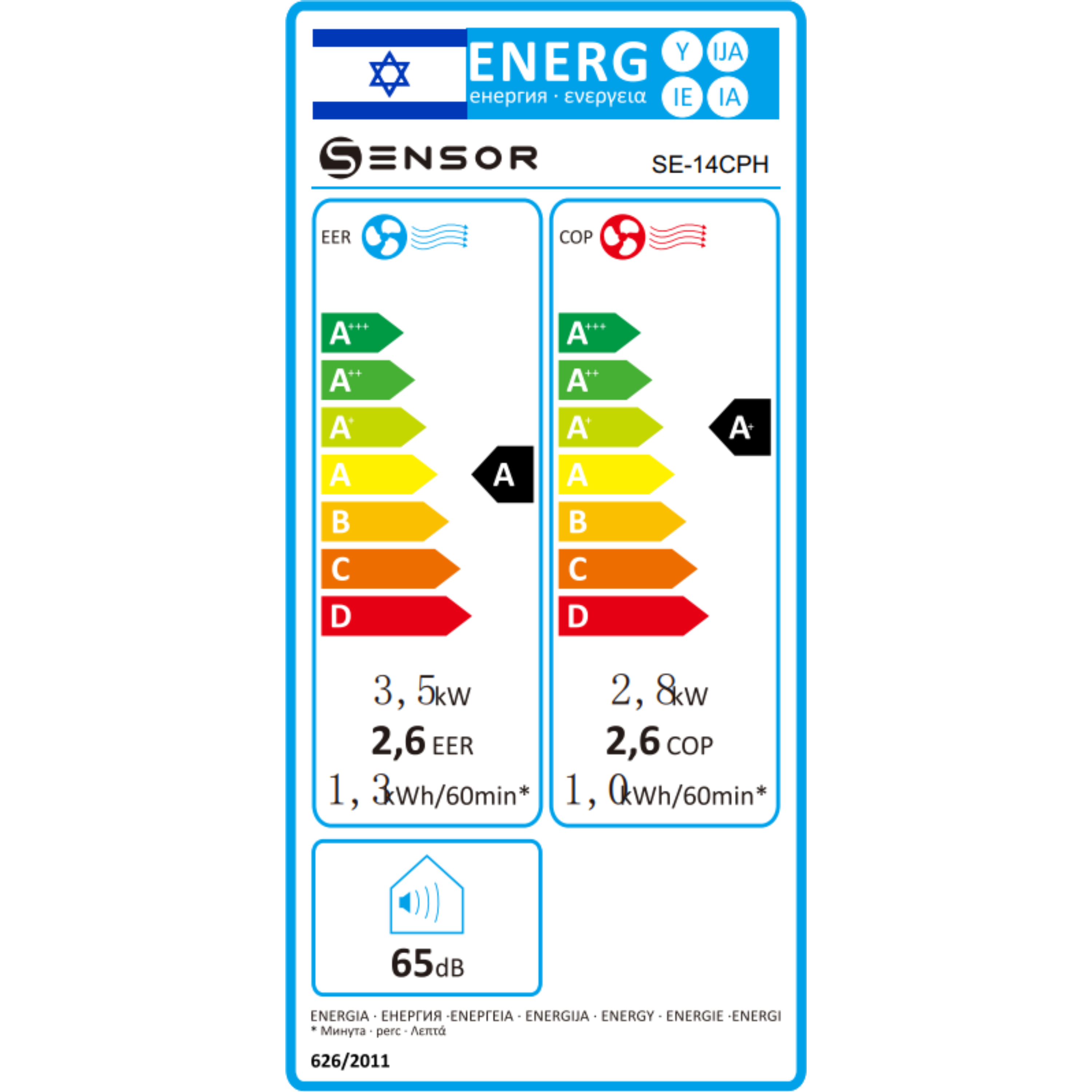 מזגן נייד Sensor SE-14CPH מתאים לשימוש בשבת - צבע לבן אחריות ע