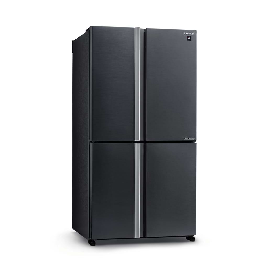 מקרר 4 דלתות מקפיא תחתון 525 ליטר נטו Sharp SJ-8570-SL עם התקן שבת מובנה - גימור נירוסטה מושחרת אחריות ע