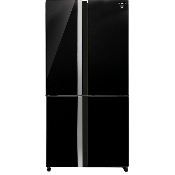 מקרר 4 דלתות 611 ליטר מקפיא תחתון Sharp SJ-8841BK Inverter - גימור זכוכית שחורה אחריות עי היבואן הרשמי