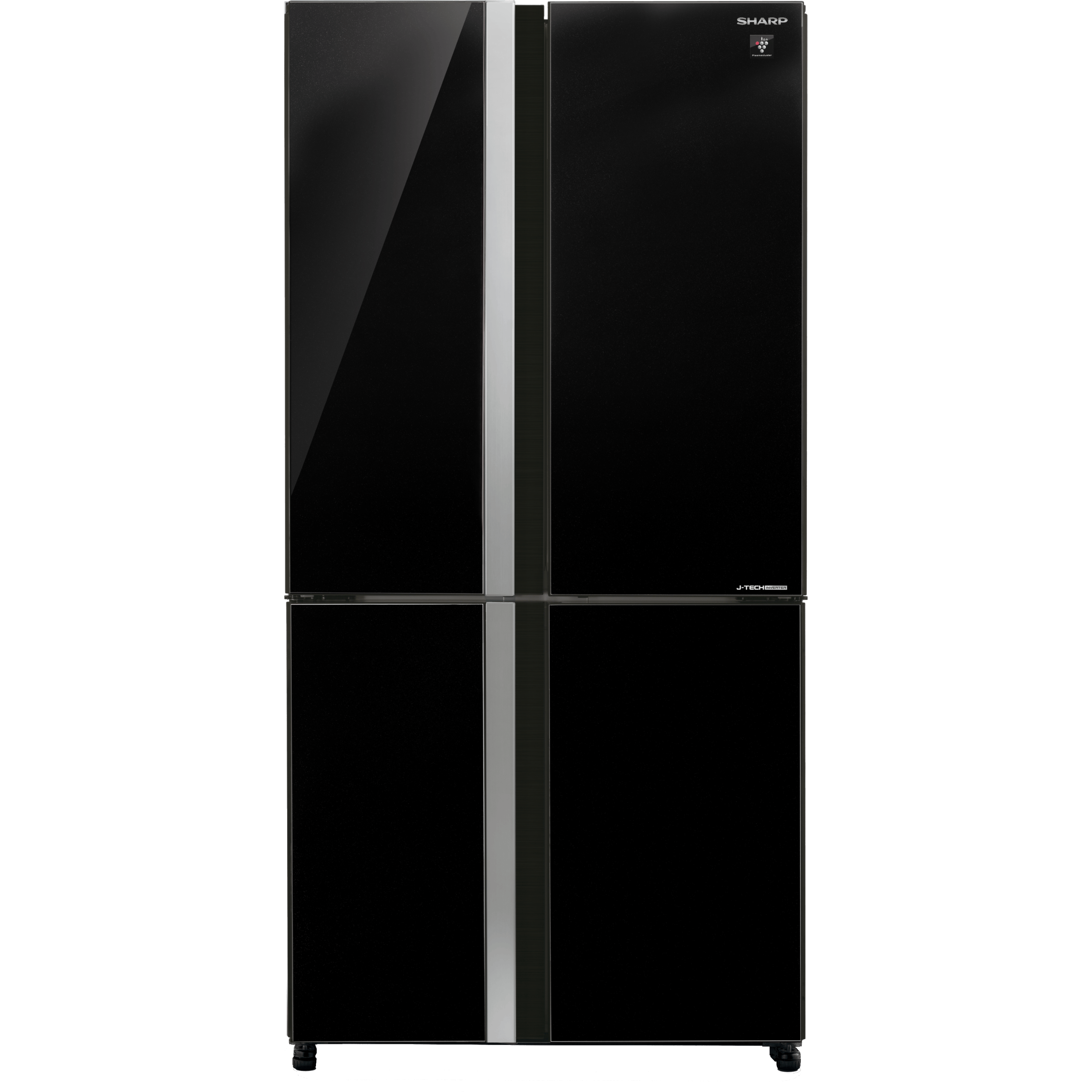 מקרר 4 דלתות מקפיא תחתון 615 ליטר נטו Sharp SJ-8841BK - גימור זכוכית שחורה אחריות ע