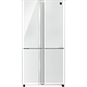 מקרר 4 דלתות מקפיא תחתון 615 ליטר נטו Sharp SJ-8841WH - גימור זכוכית לבנה אחריות ע