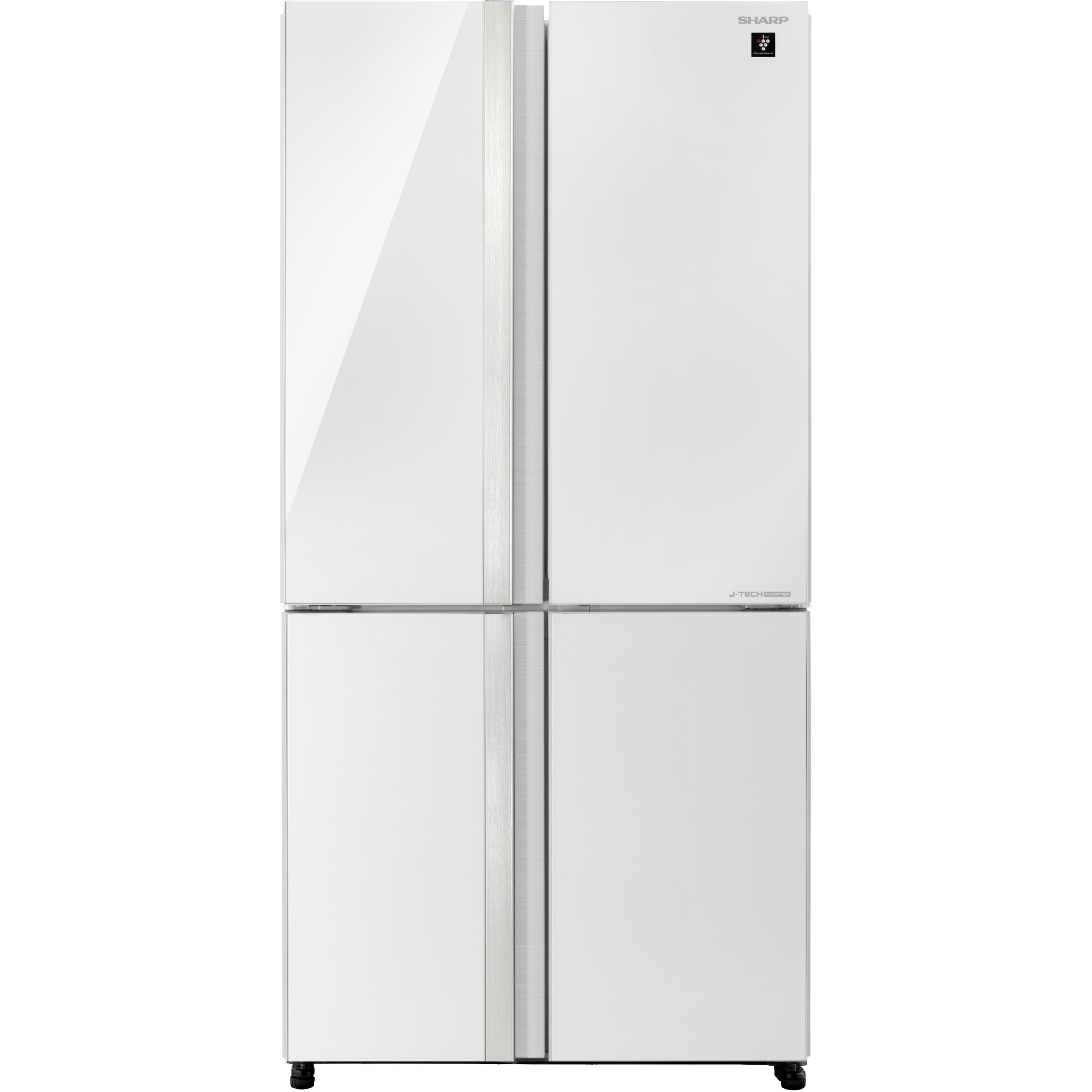 מקרר 4 דלתות מקפיא תחתון 615 ליטר נטו Sharp SJ-8841WH - גימור זכוכית לבנה אחריות ע