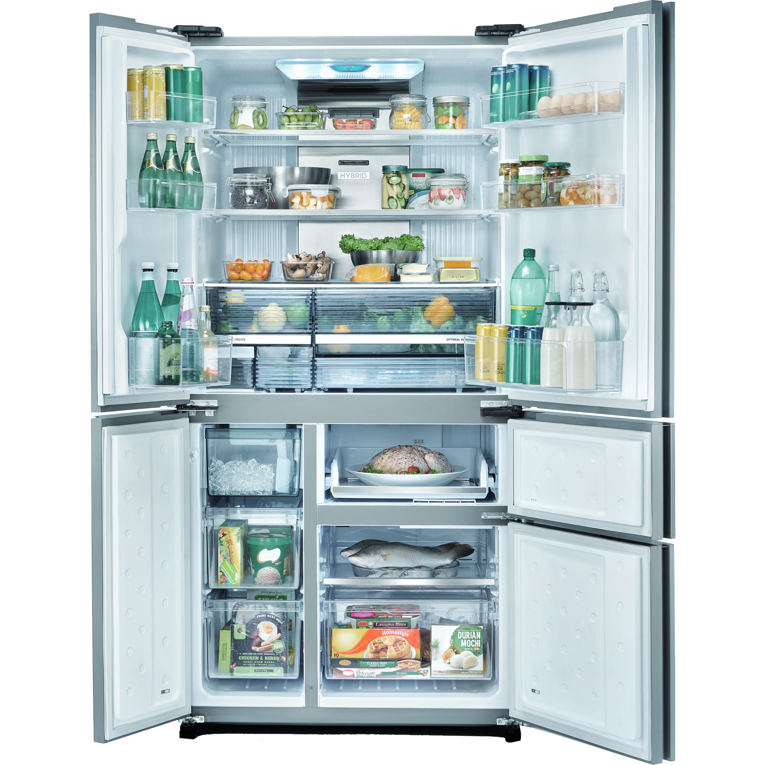 מקרר 5 דלתות 668 ליטר Sharp SJ-9630-BS עם התקן שבת מהדרין - גימור נירוסטה אחריות ע