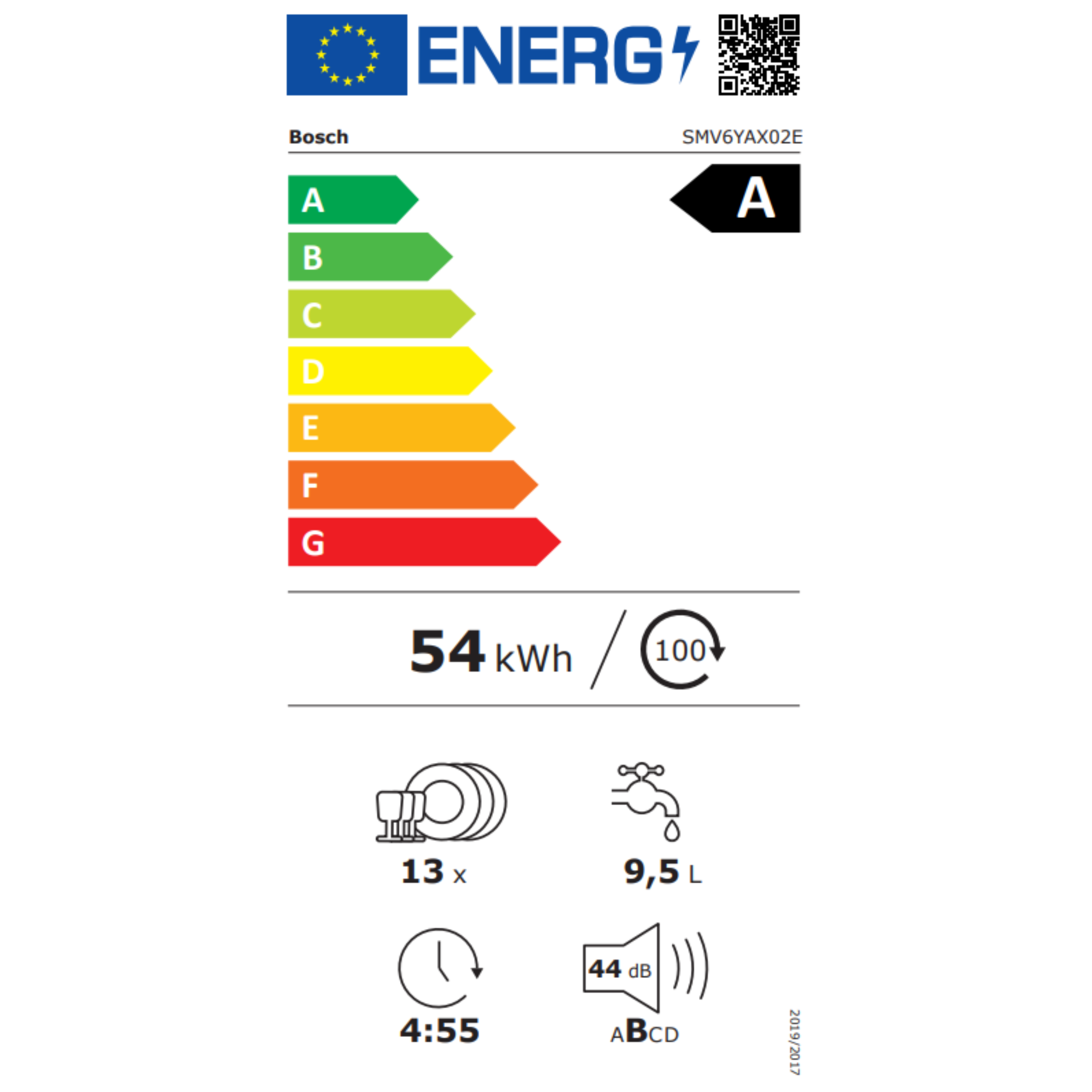 מדיח כלים אינטגרלי 13 מערכות כלים Bosch SMV6YAX02E - תוצרת גרמניה