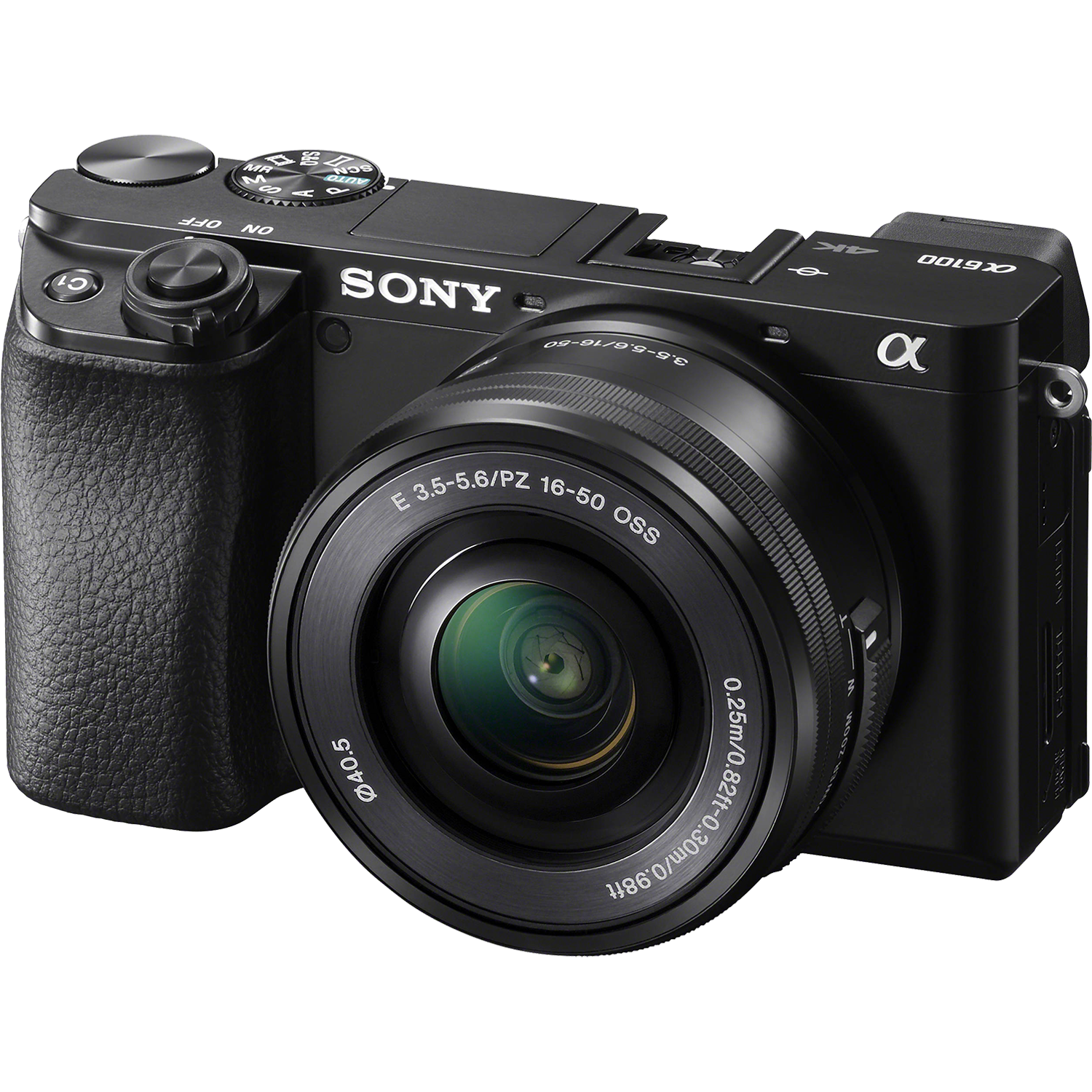 מצלמה דיגיטלית ללא מראה הכוללת שתי עדשות Sony Alpha 6100 E PZ 16-50mm f/3.5-5.6 OSS + E 55-210mm f/4.5-6.3 OSS - צבע שחור שלוש שנות אחריות ע
