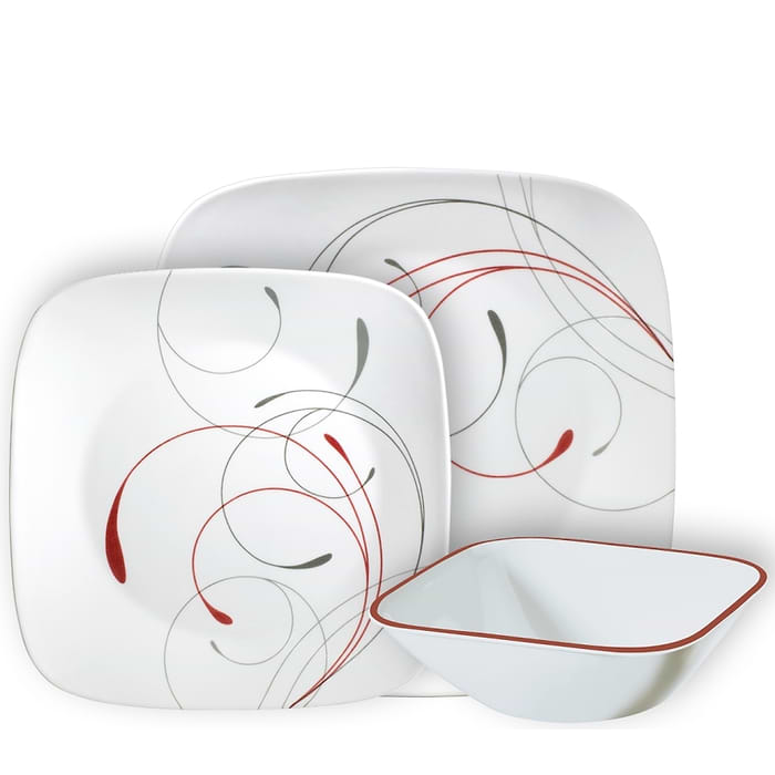 סט צלחות 36 חלקים 12 סועדים Corelle Splendor Square