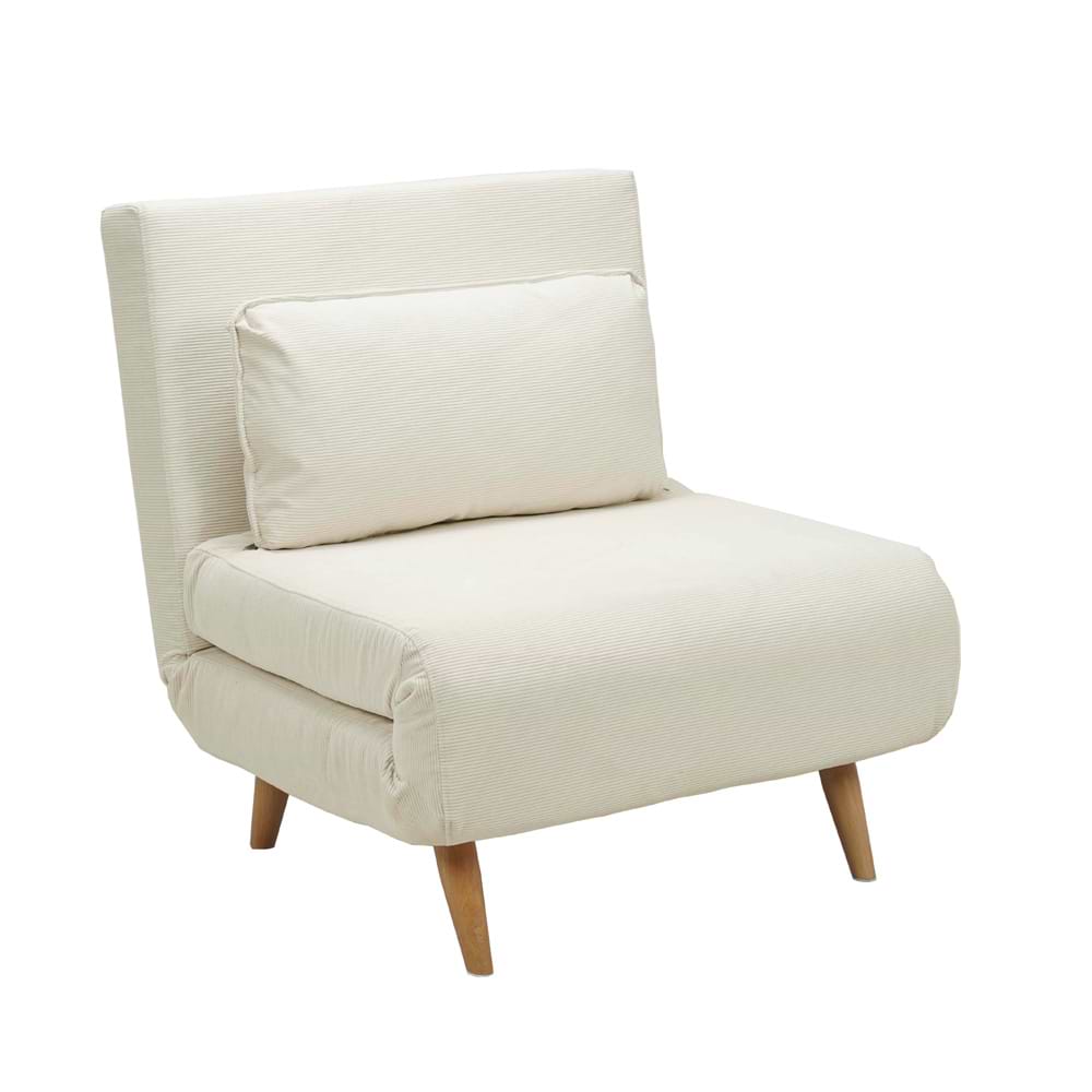 כורסא נפתחת למיטה בד קורדרוי ספורט Home Decor בצבע קרם