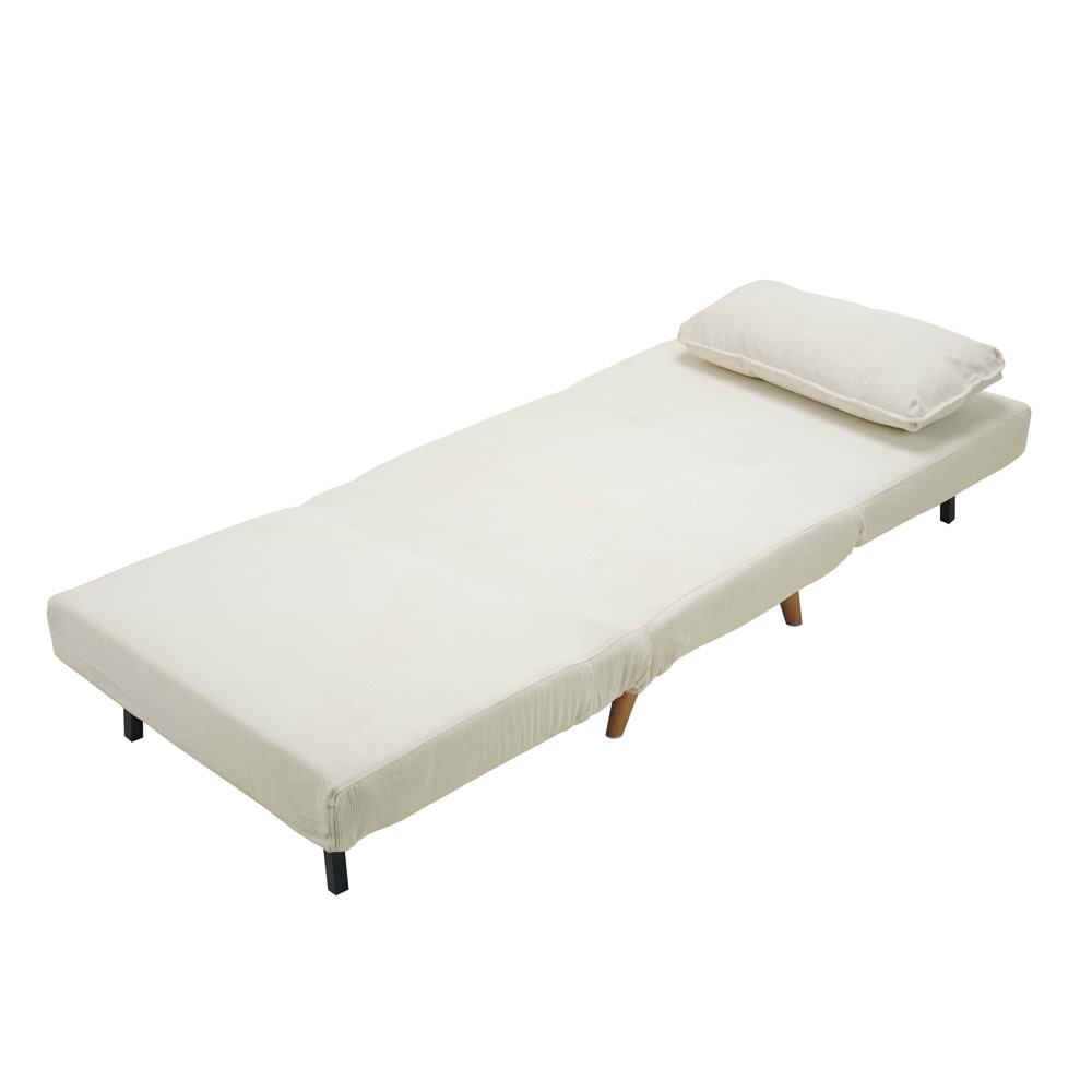 כורסא נפתחת למיטה בד קורדרוי ספורט Home Decor בצבע קרם