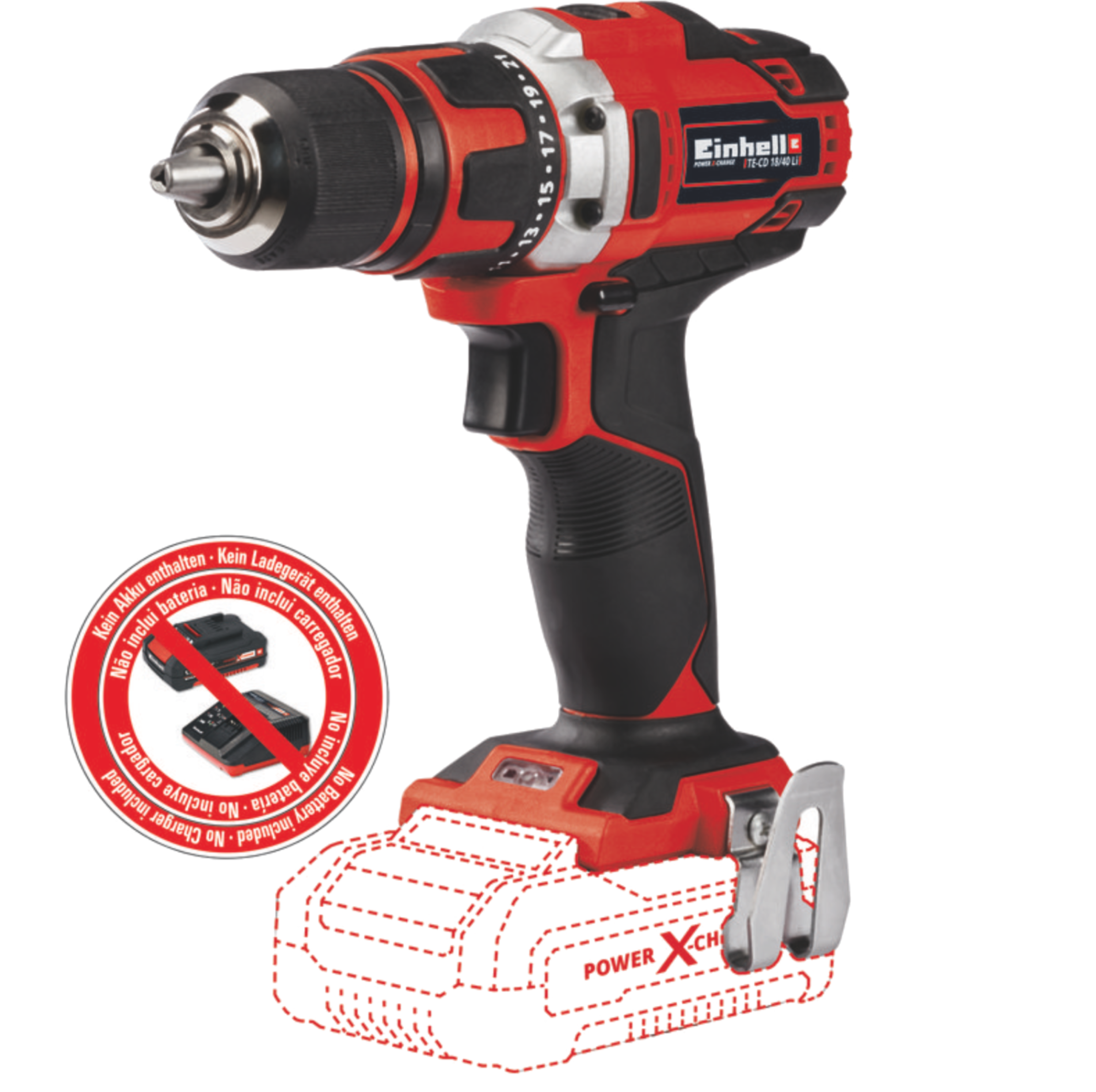 מברגה / מקדחה נטענת 18V (גוף ) Einhell TE-CD 18-40 LI-solo - שנתיים אחריות ע