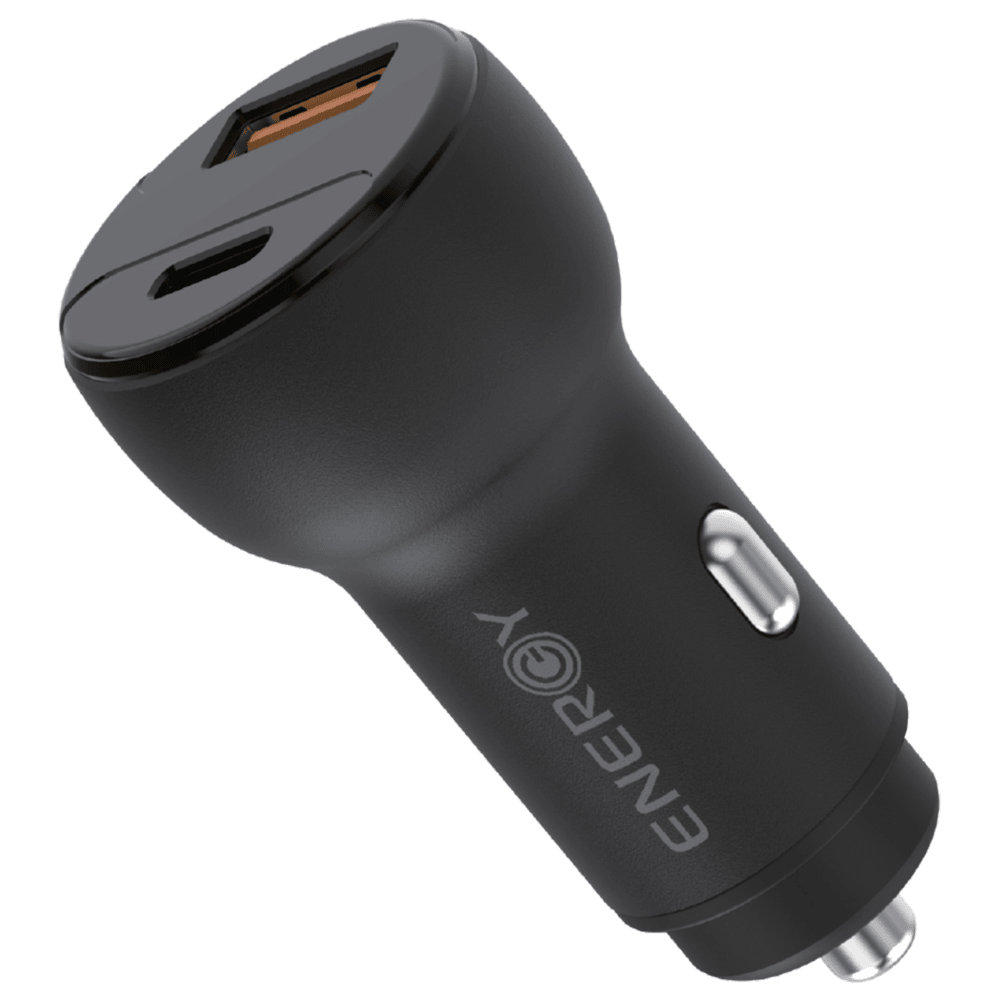 מטען לרכב Energy Swift PD 66W עם יציאת USB-C ו-USB-A כולל כבל USB-C to Lightning - צבע שחור שנתיים אחריות ע